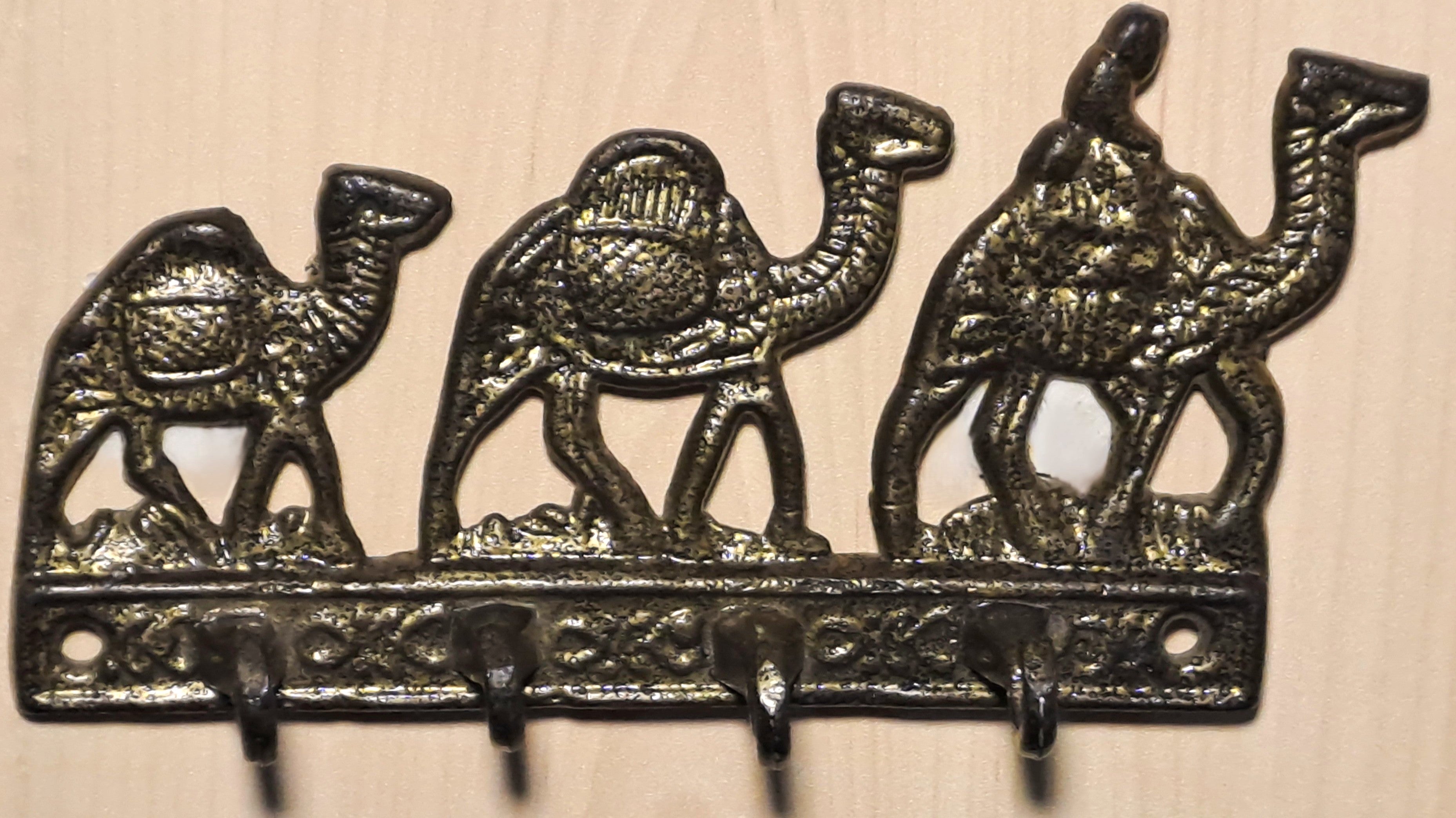 Wall Mounted Camel Caravan Key-Holder with 4 Hooks