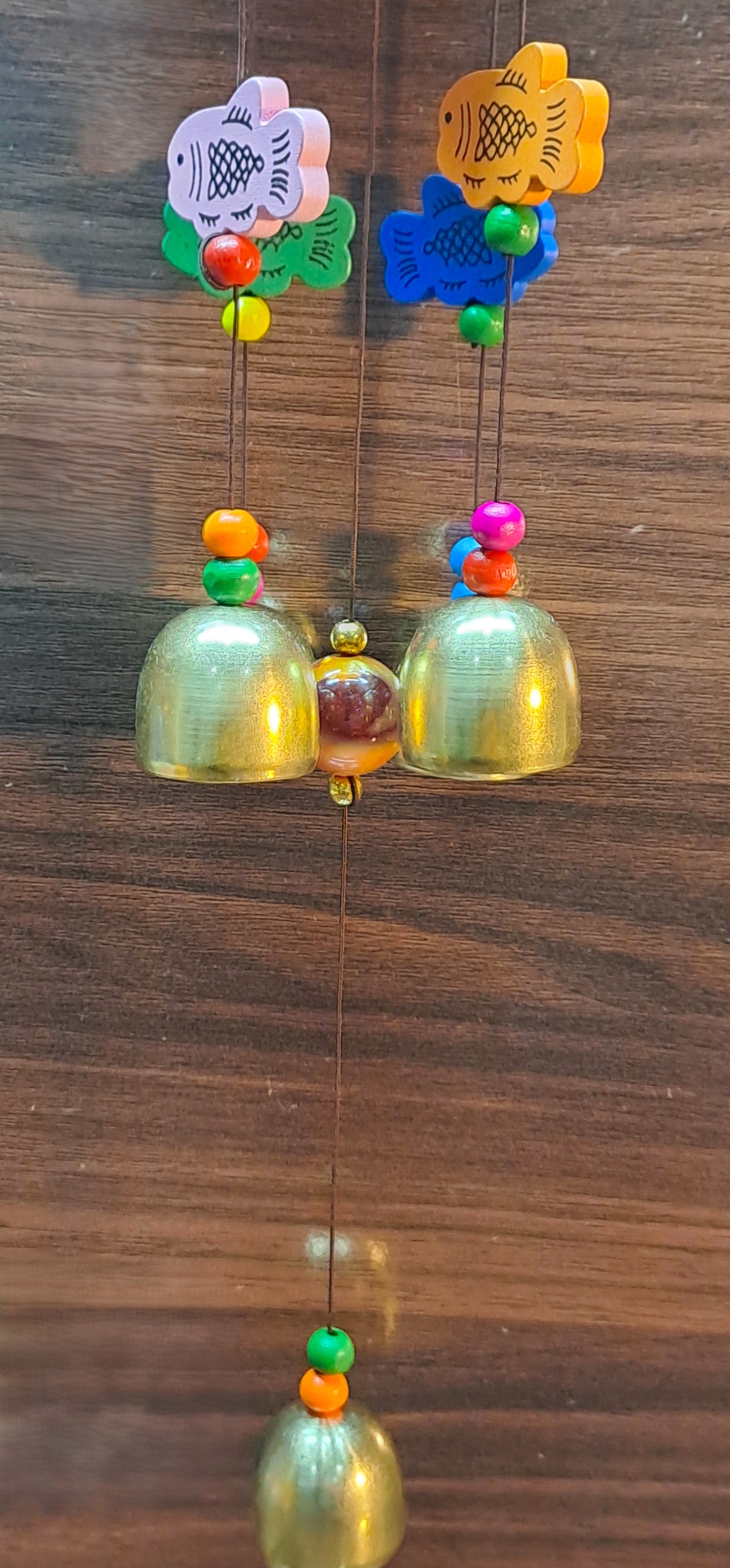 Wooden Model House Wind Chime With Golden Bells