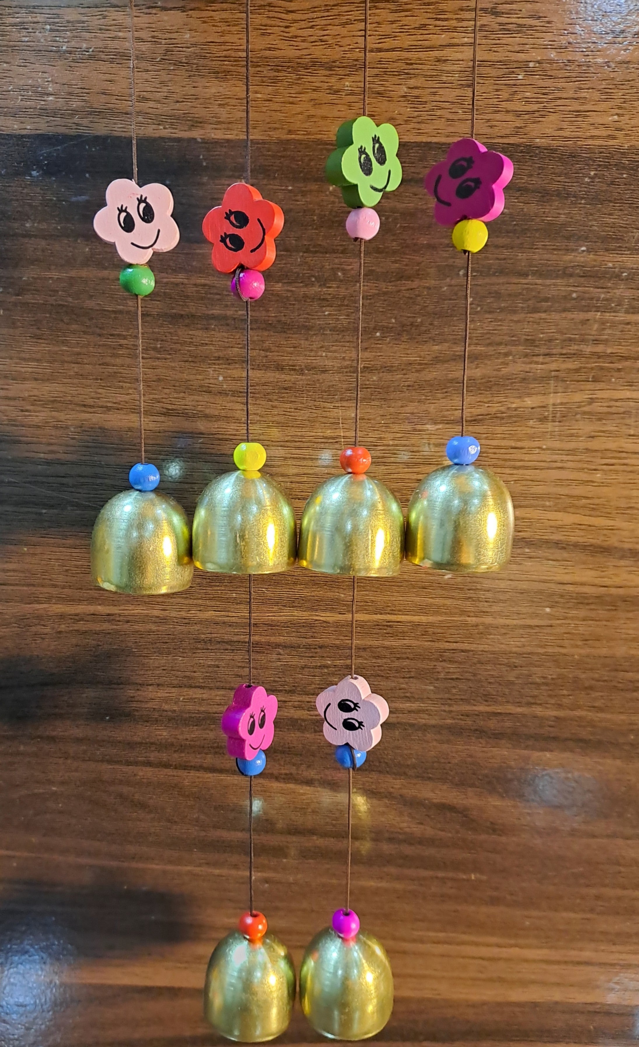Wooden Drum Shape Wind Chime With Golden Bells