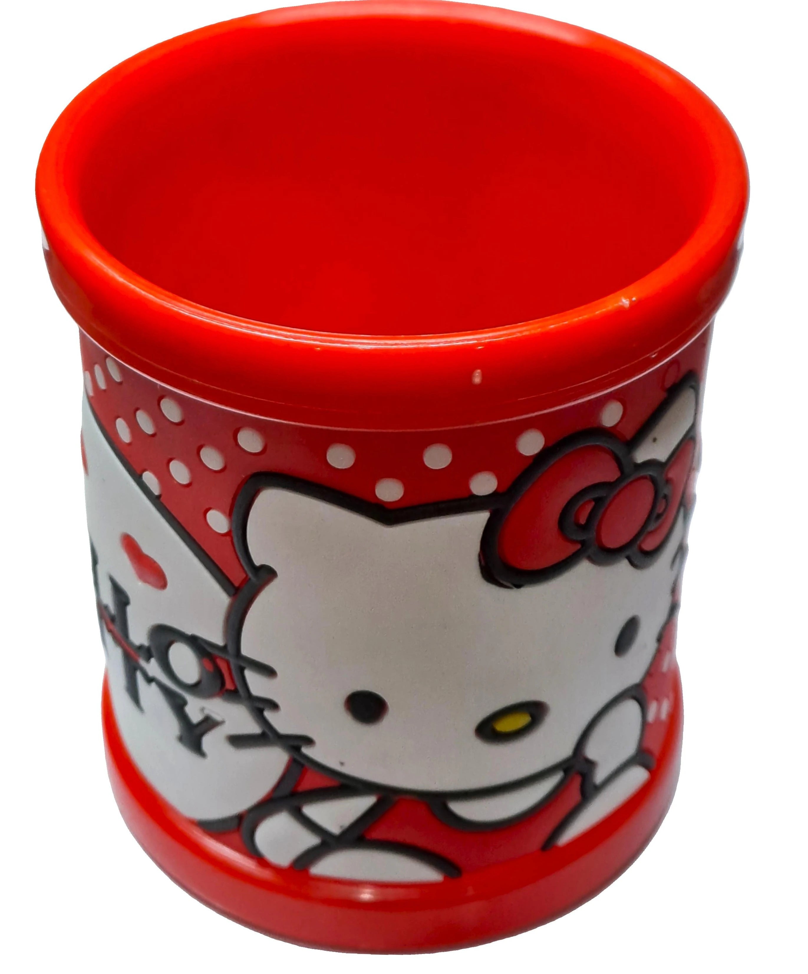 Hello Kitty Red 3D Rubber Print Embossed (Unbreakable) Plastic Mug for Milk/Juice