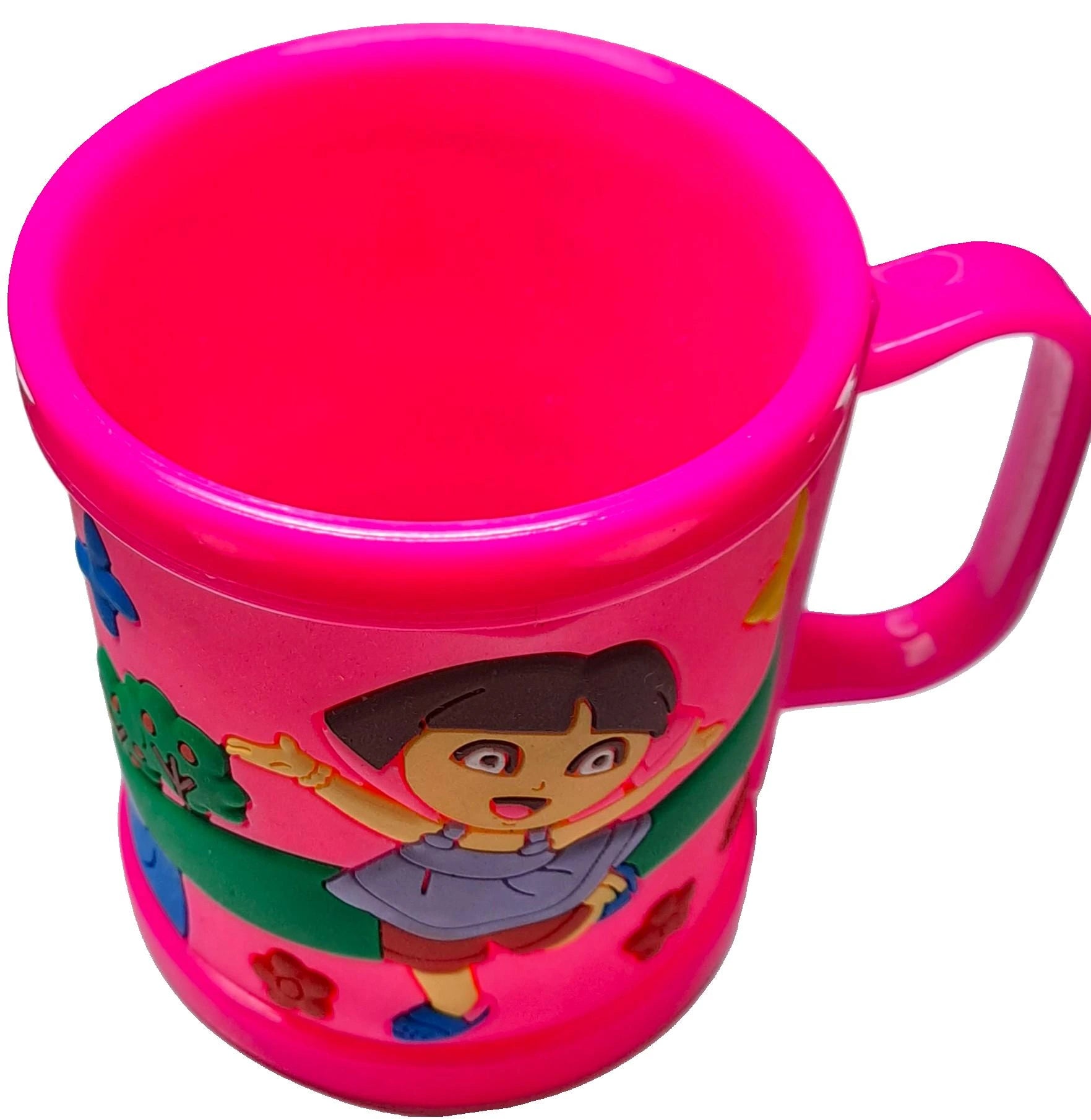 Dora Pink 3D Rubber Print Embossed (Unbreakable) Plastic Mug for Milk/Juice