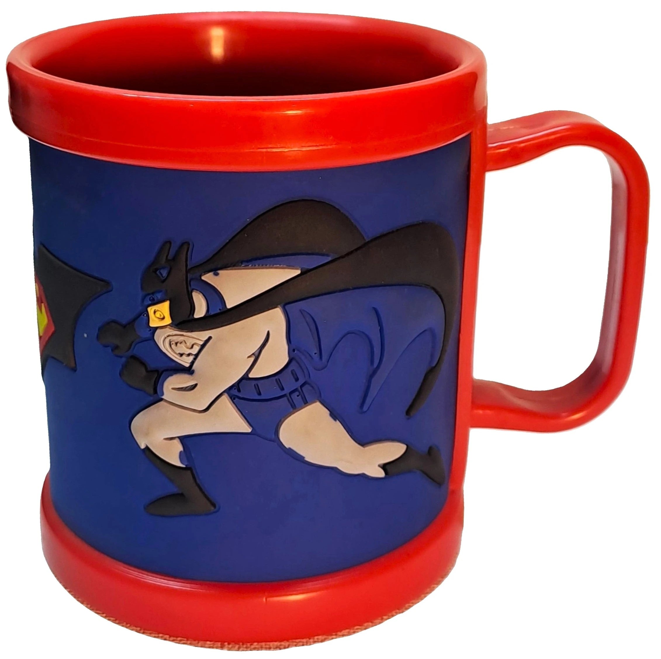 Superman Red/Blue 3D Rubber Print Embossed (Unbreakable) Plastic Mug for Milk/Juice