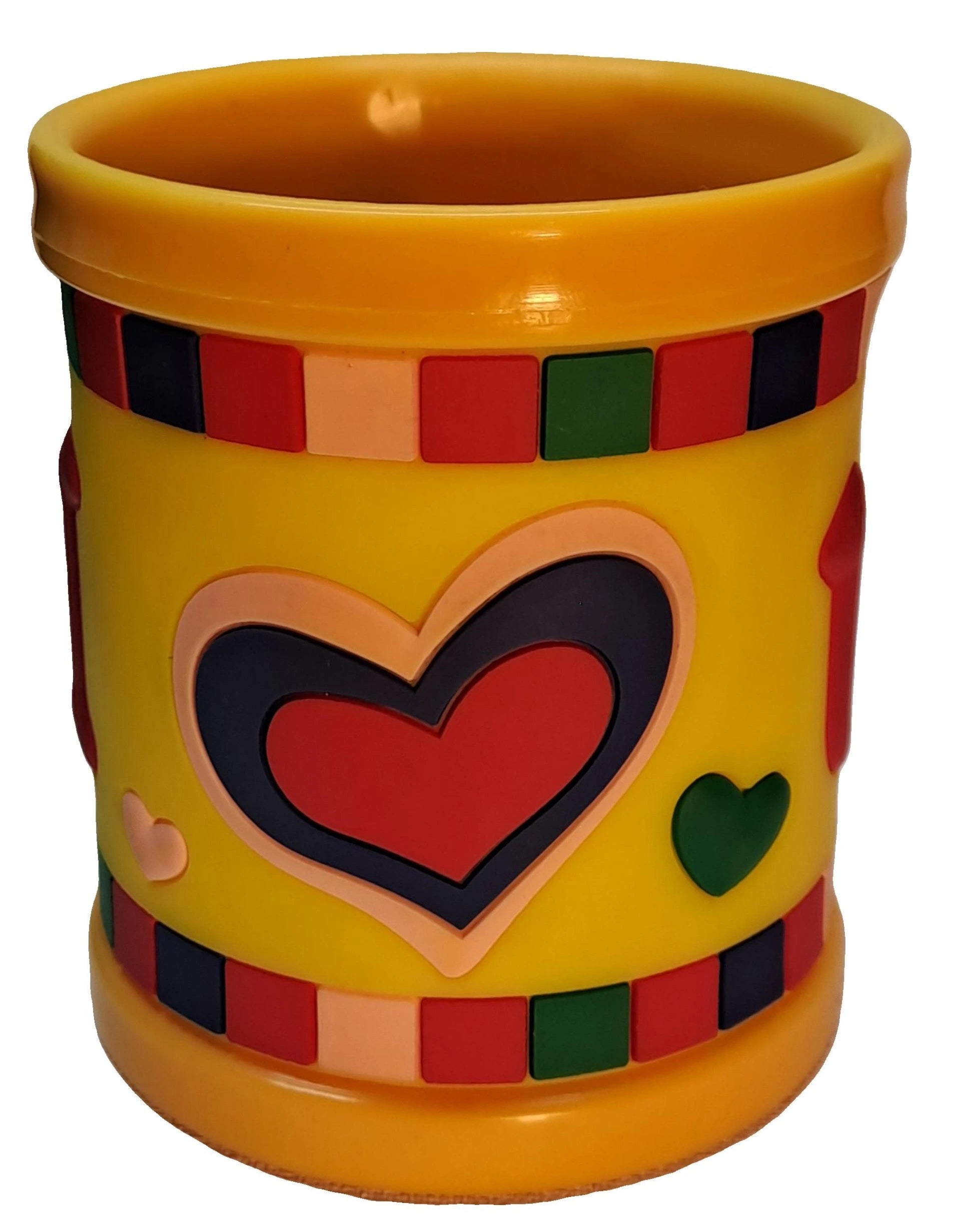 “I LOVE U” Yellow  3D Rubber Print Embossed (Unbreakable) Plastic Mug for Milk/Juice