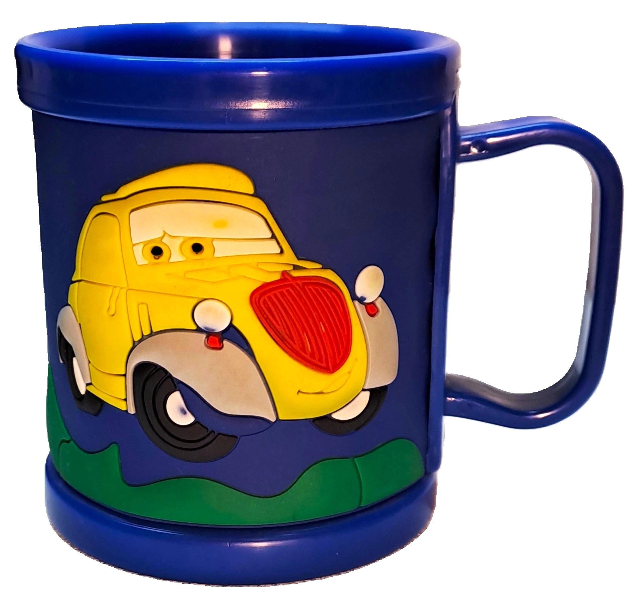 Mcqueen Cars Blue 3D Rubber Print Embossed (Unbreakable) Plastic Mug for Milk/Juice