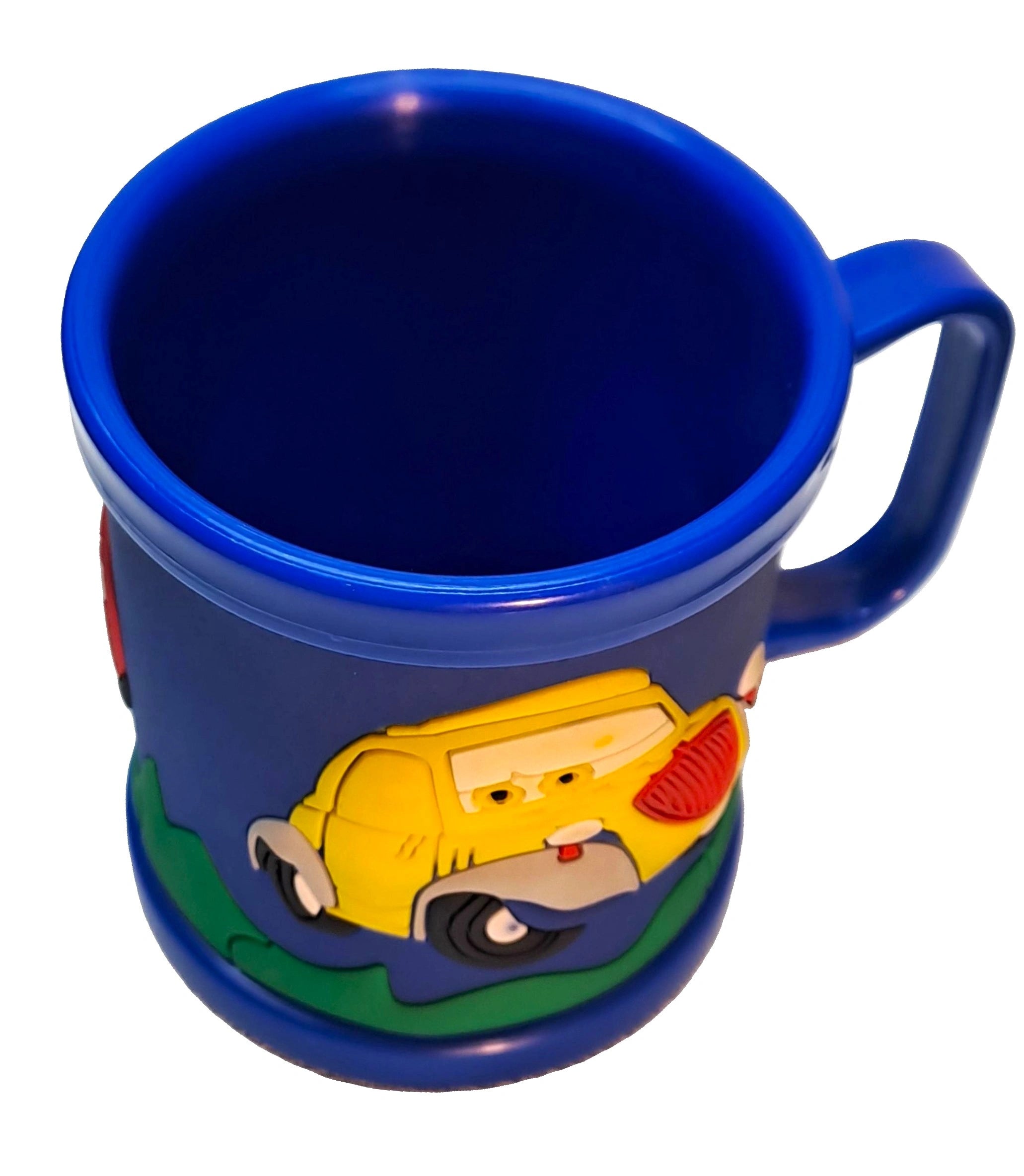 Mcqueen Cars Blue 3D Rubber Print Embossed (Unbreakable) Plastic Mug for Milk/Juice