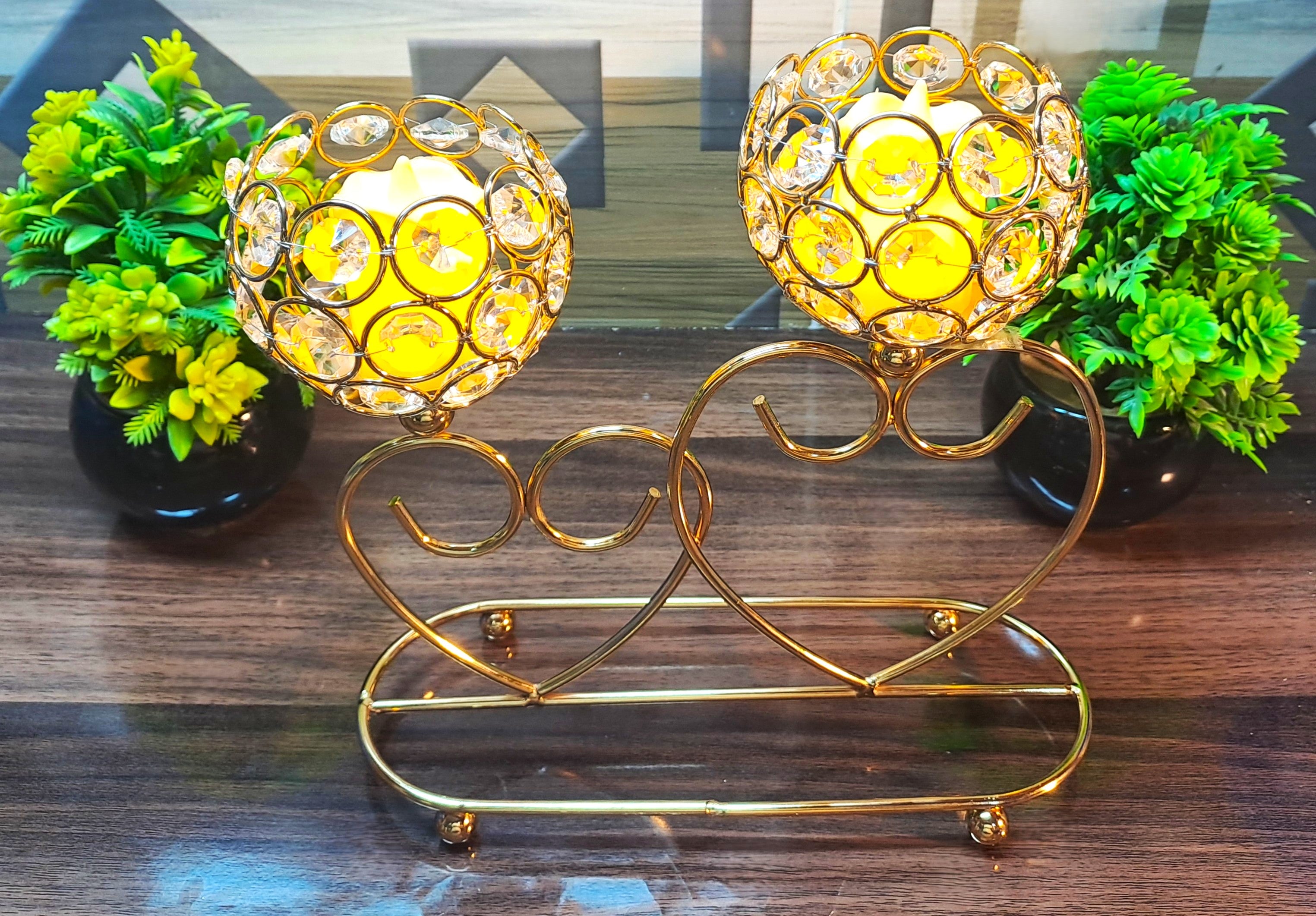 Crystal Delicate Candle Stand with 2 Holders (without Candles)