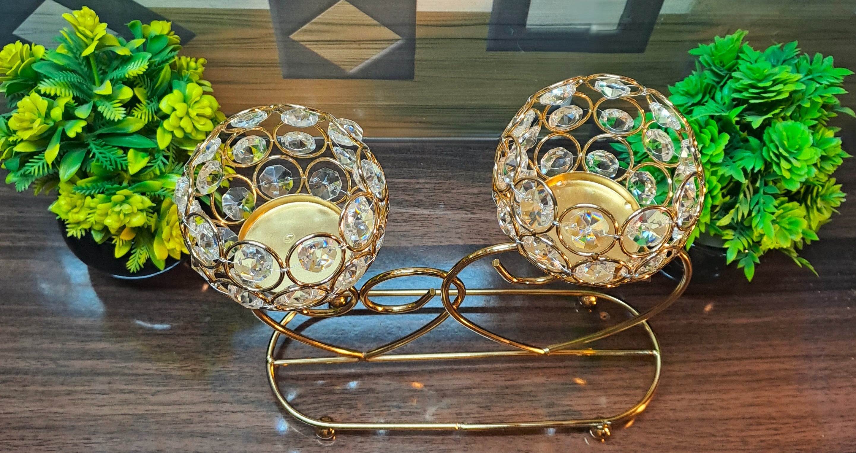 Crystal Delicate Candle Stand with 2 Holders (without Candles)