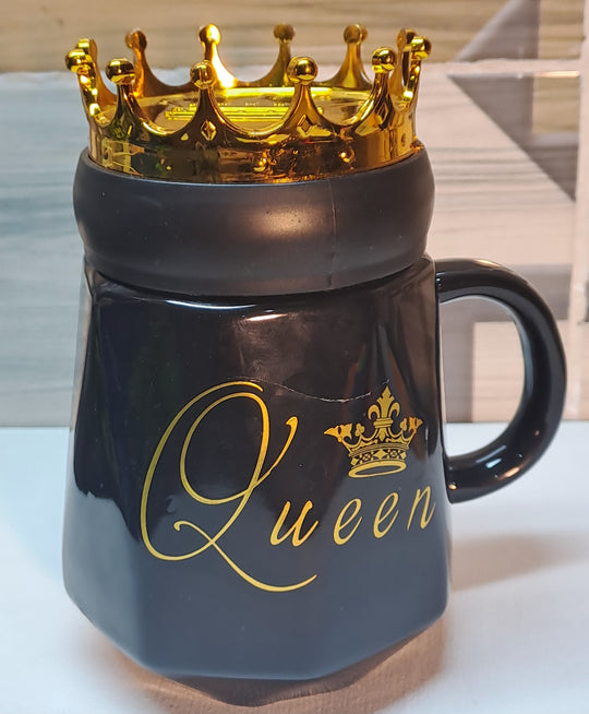 Black Ceramics Coffee Mug (Queen Crown Lit)