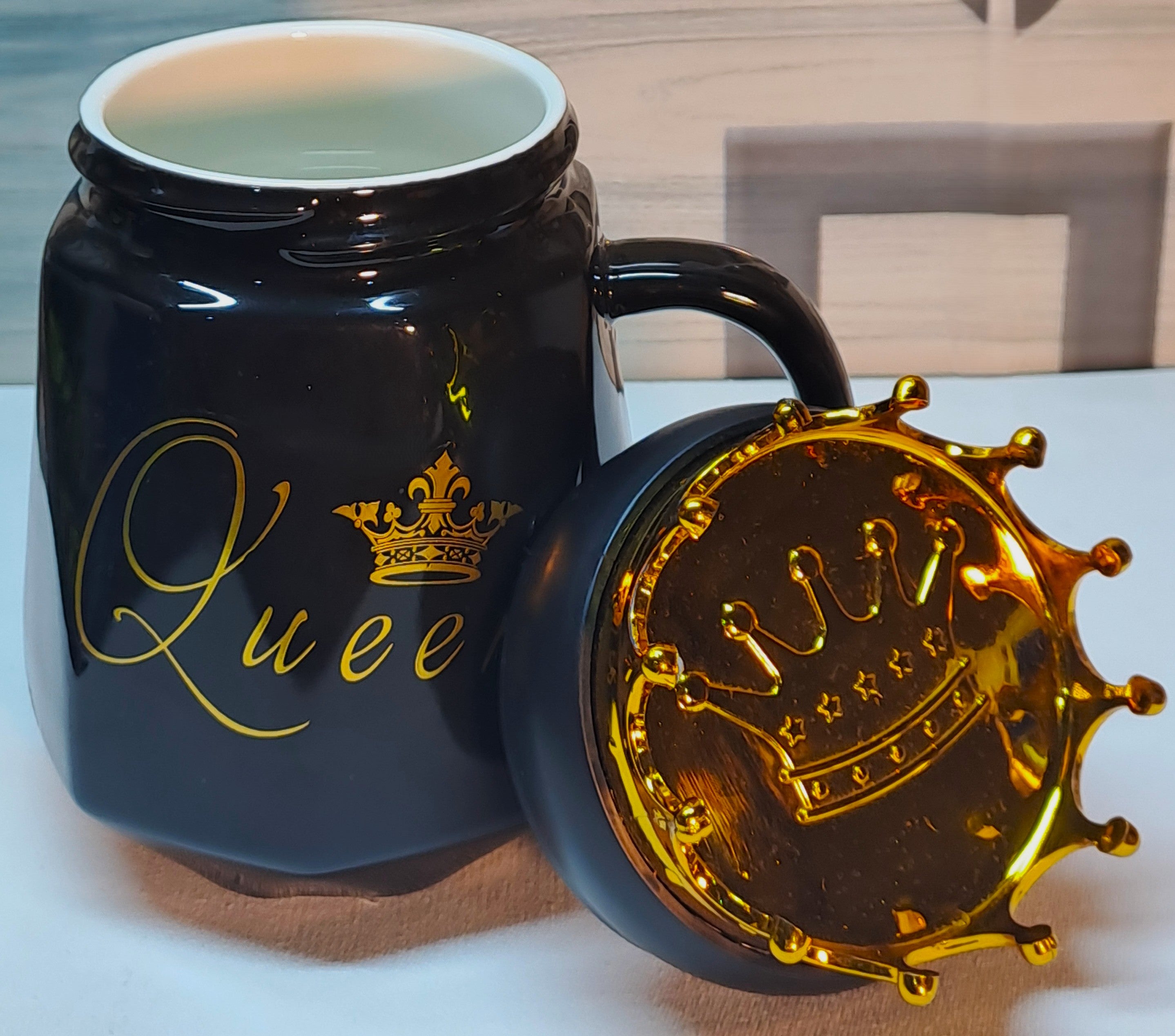 Black Ceramics Coffee Mug (Queen Crown Lit)