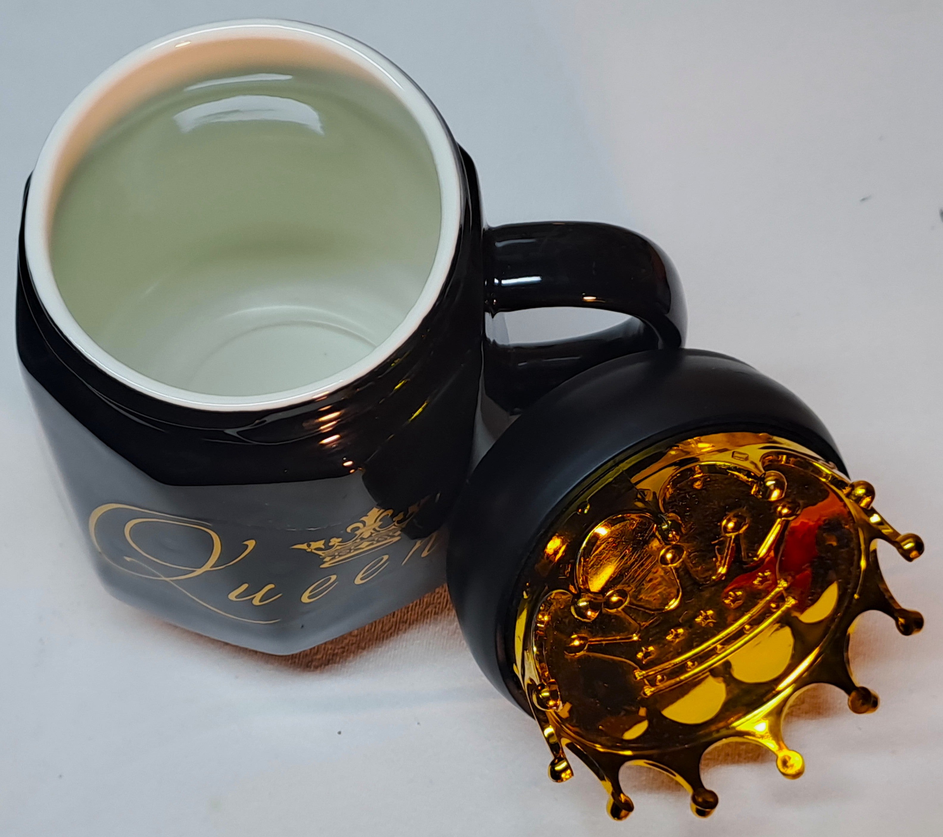 Black Ceramics Coffee Mug (Queen Crown Lit)