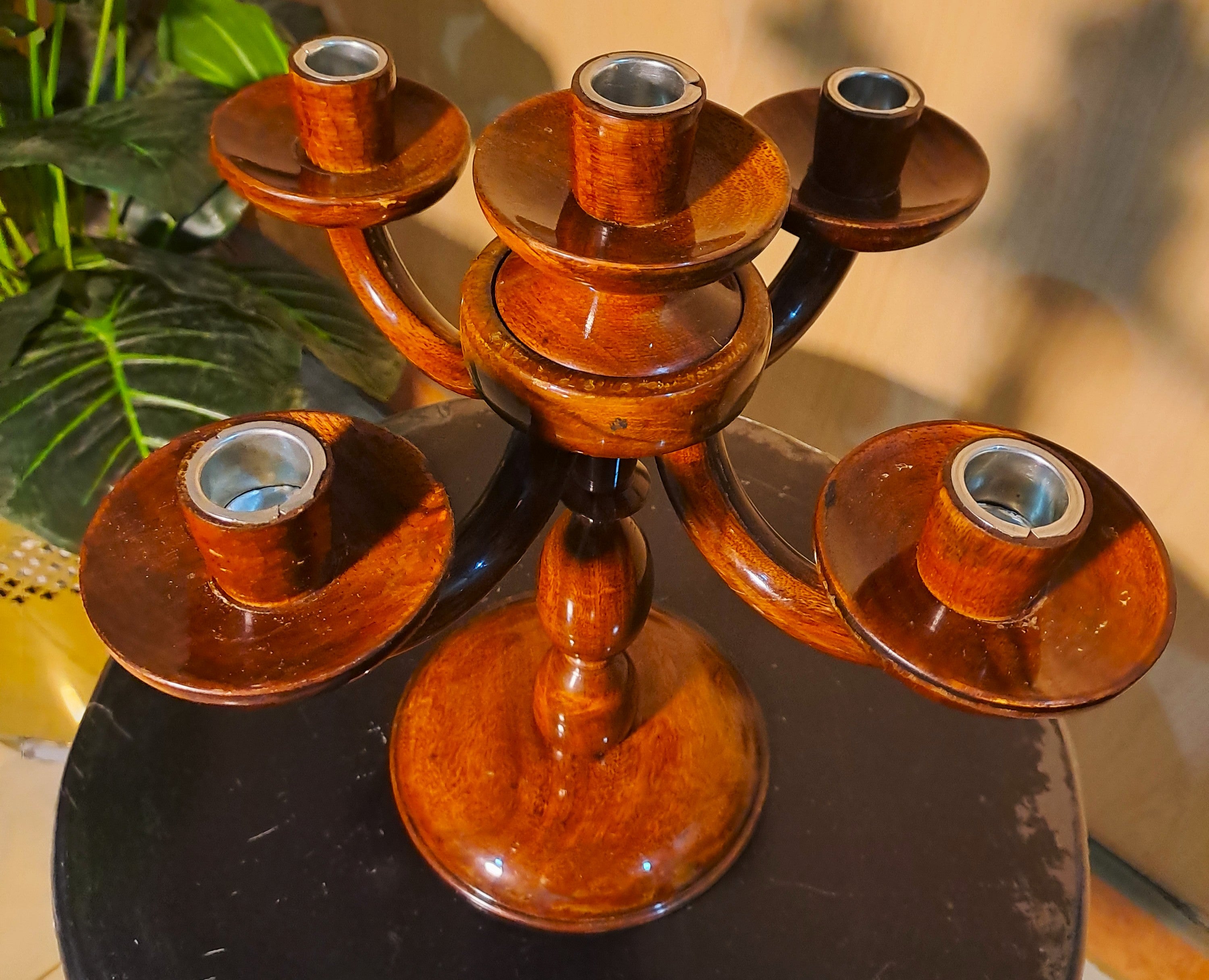 Handcrafted Wooden Candle Stand with 5 Holders