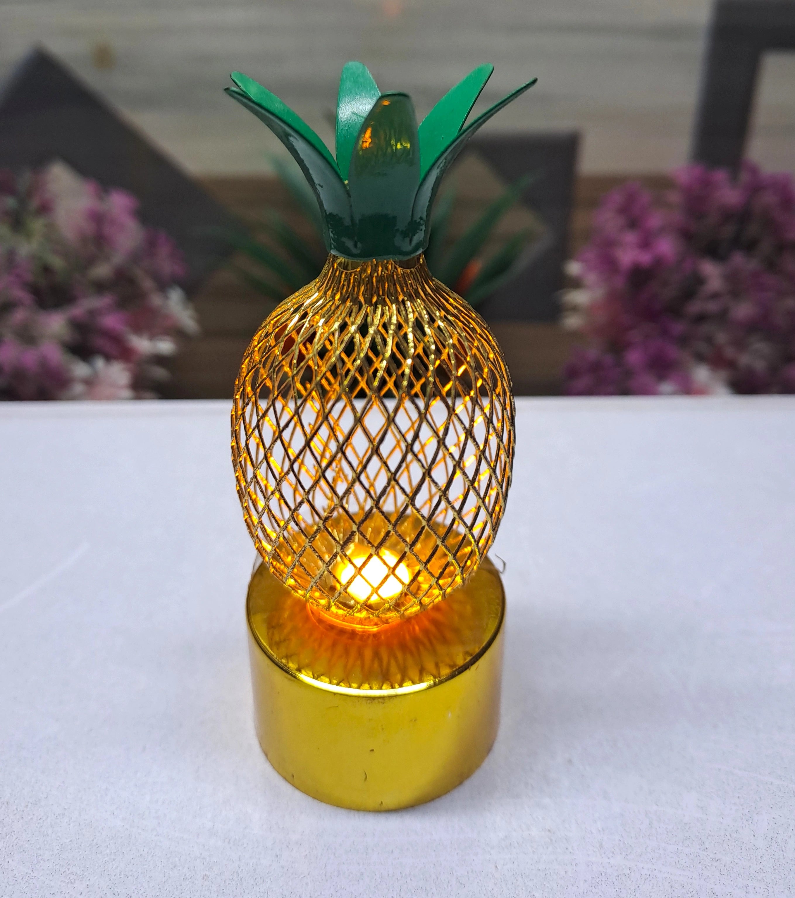 Pineapple Shape Flameless Golden LED Candle (Set of 3 Candles)