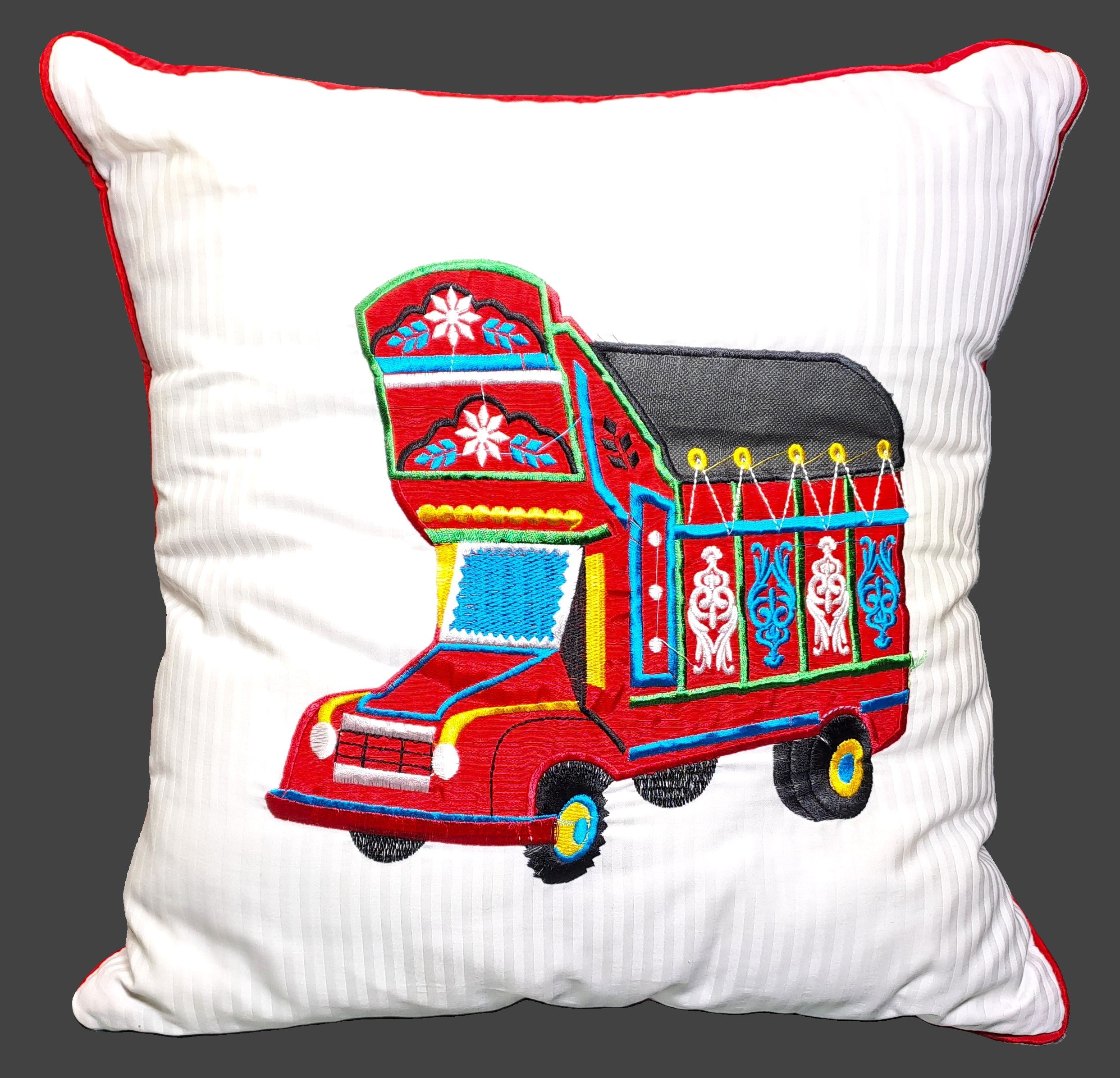 Truck Art Embroidered Cushion Cover (Unfilled) – 2Pcs Set