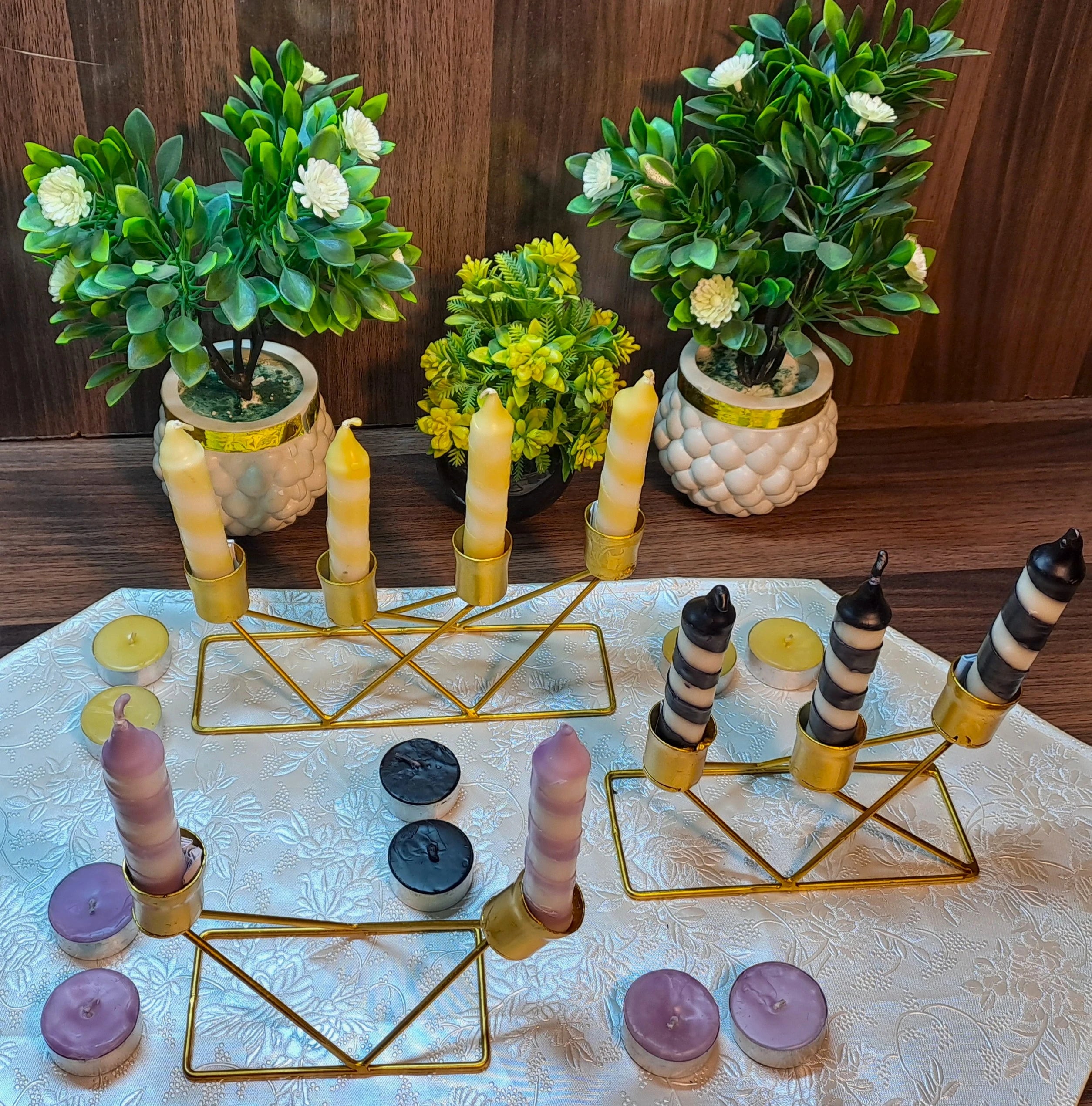 European Style Golden Candle Stands (3-Pcs Set)