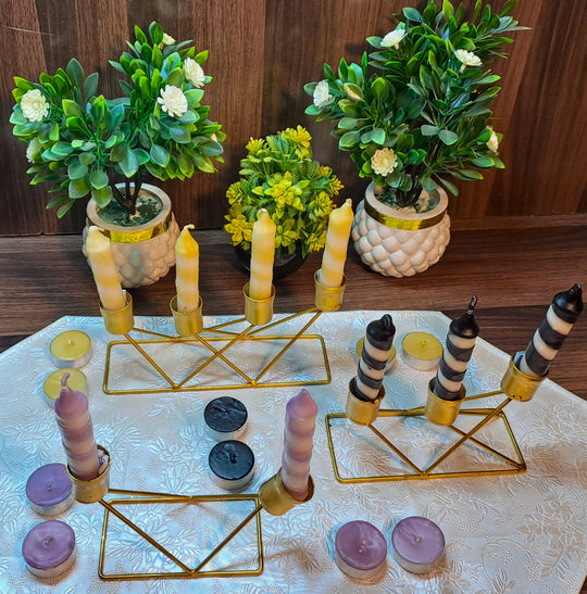 European Style Golden Candle Stands (3-Pcs Set)