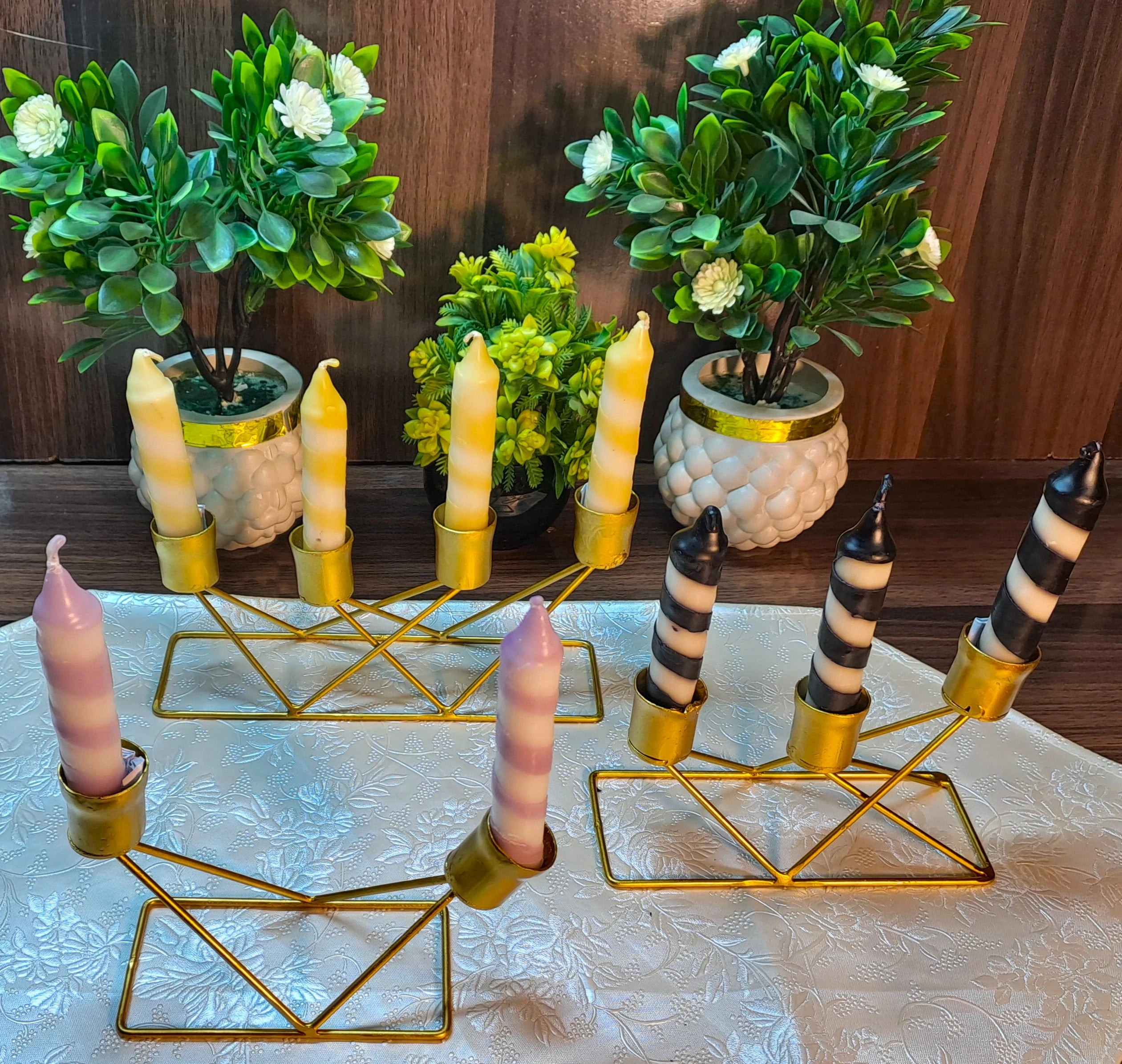 European Style Golden Candle Stands (3-Pcs Set)