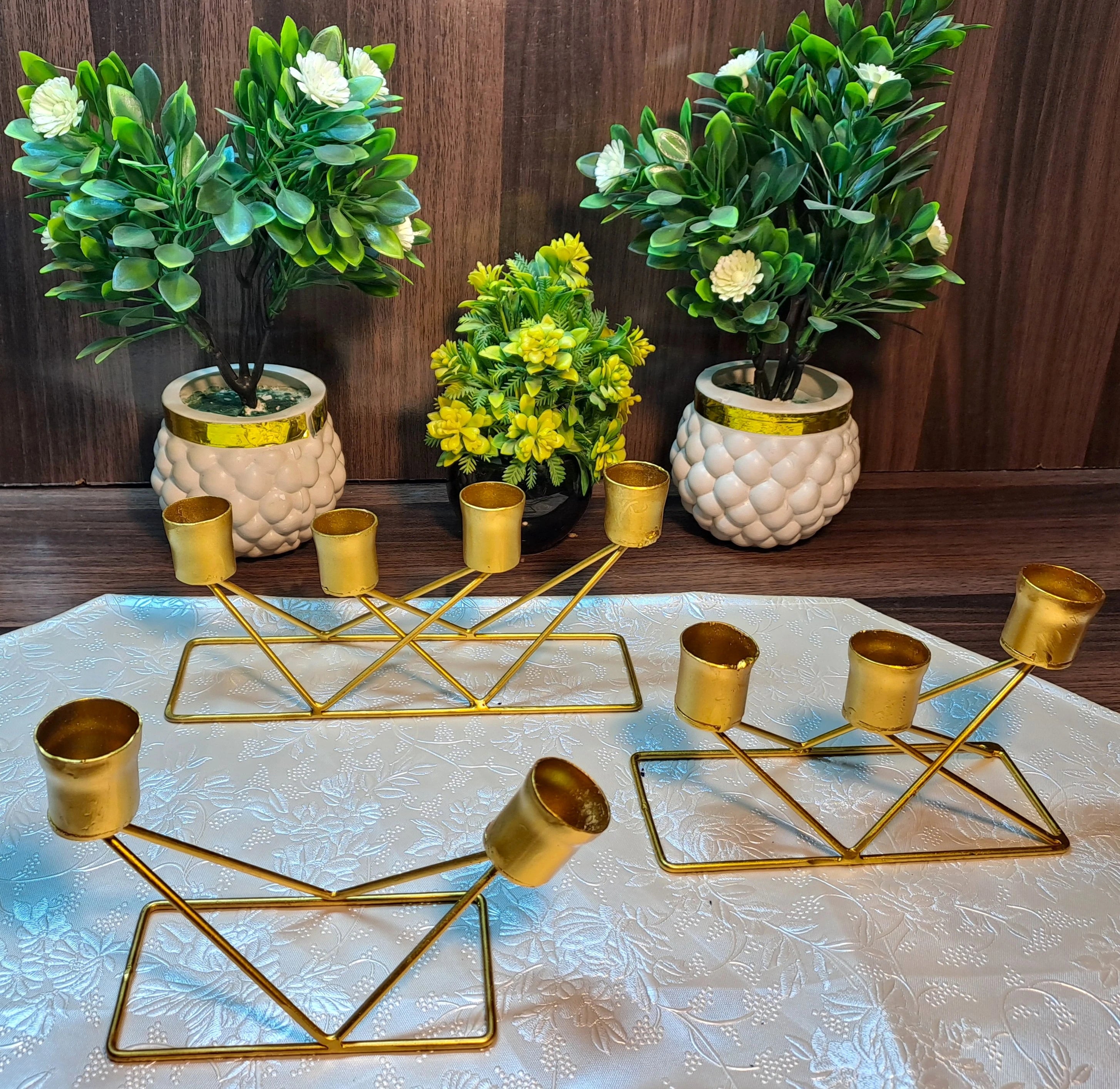 European Style Golden Candle Stands (3-Pcs Set)