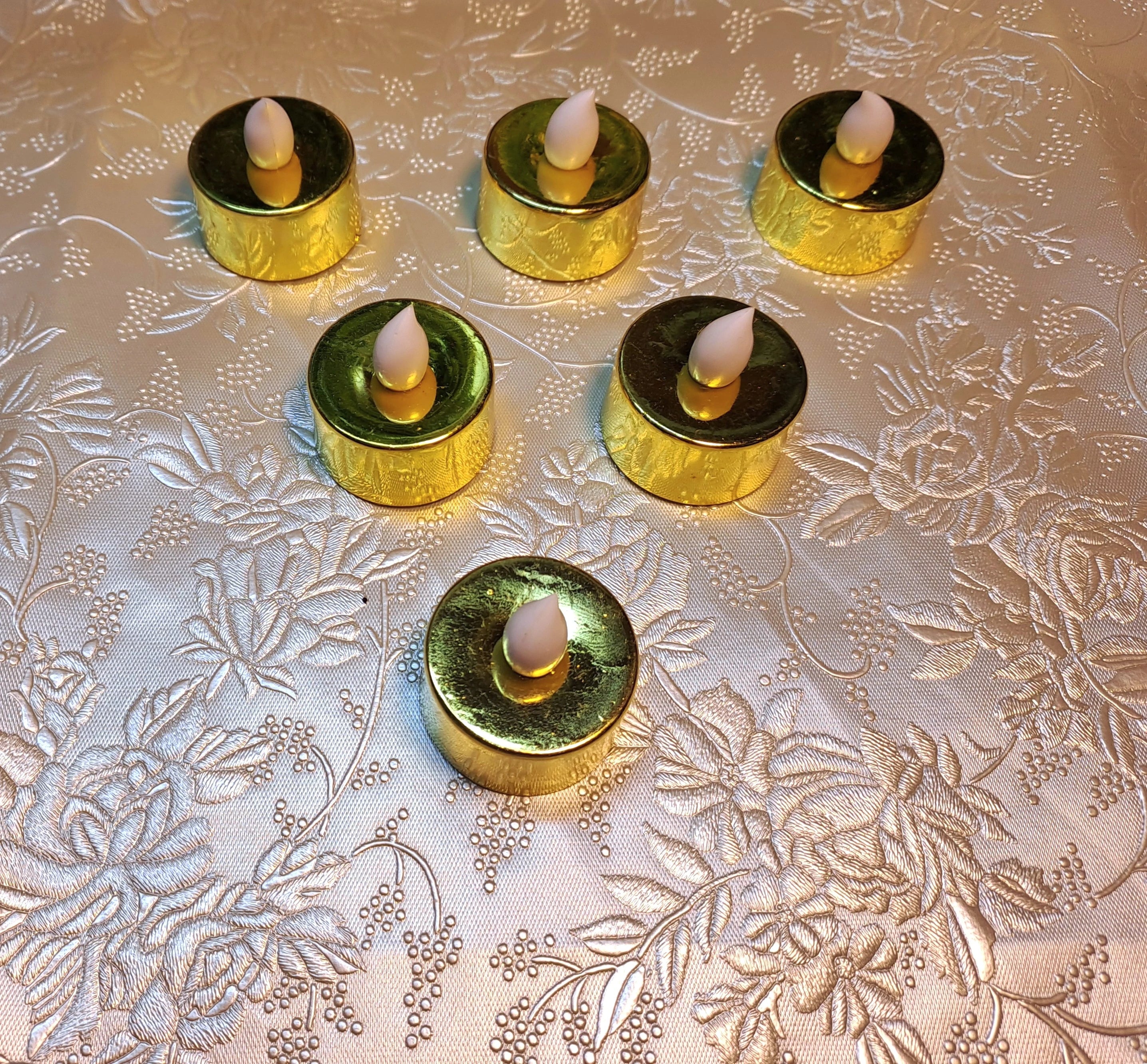 Golden Round Shape Flameless LED Candles (Set of 6 Candles)