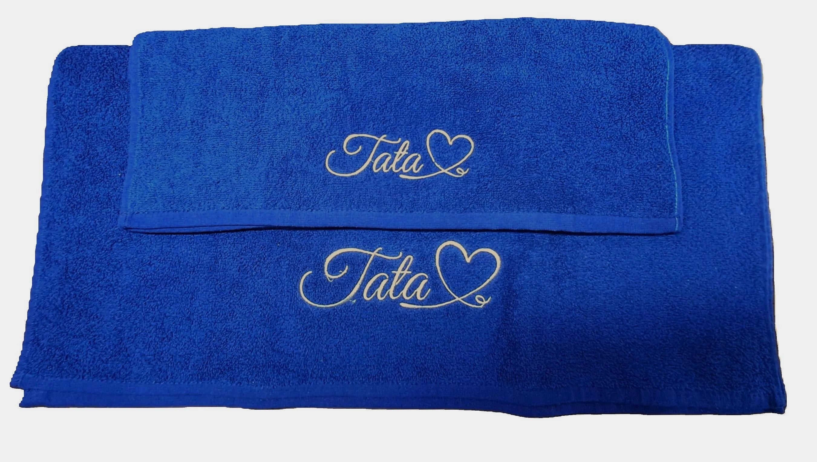 2-PCS Embroidered (Monograms) Royal Blue Towels Set
