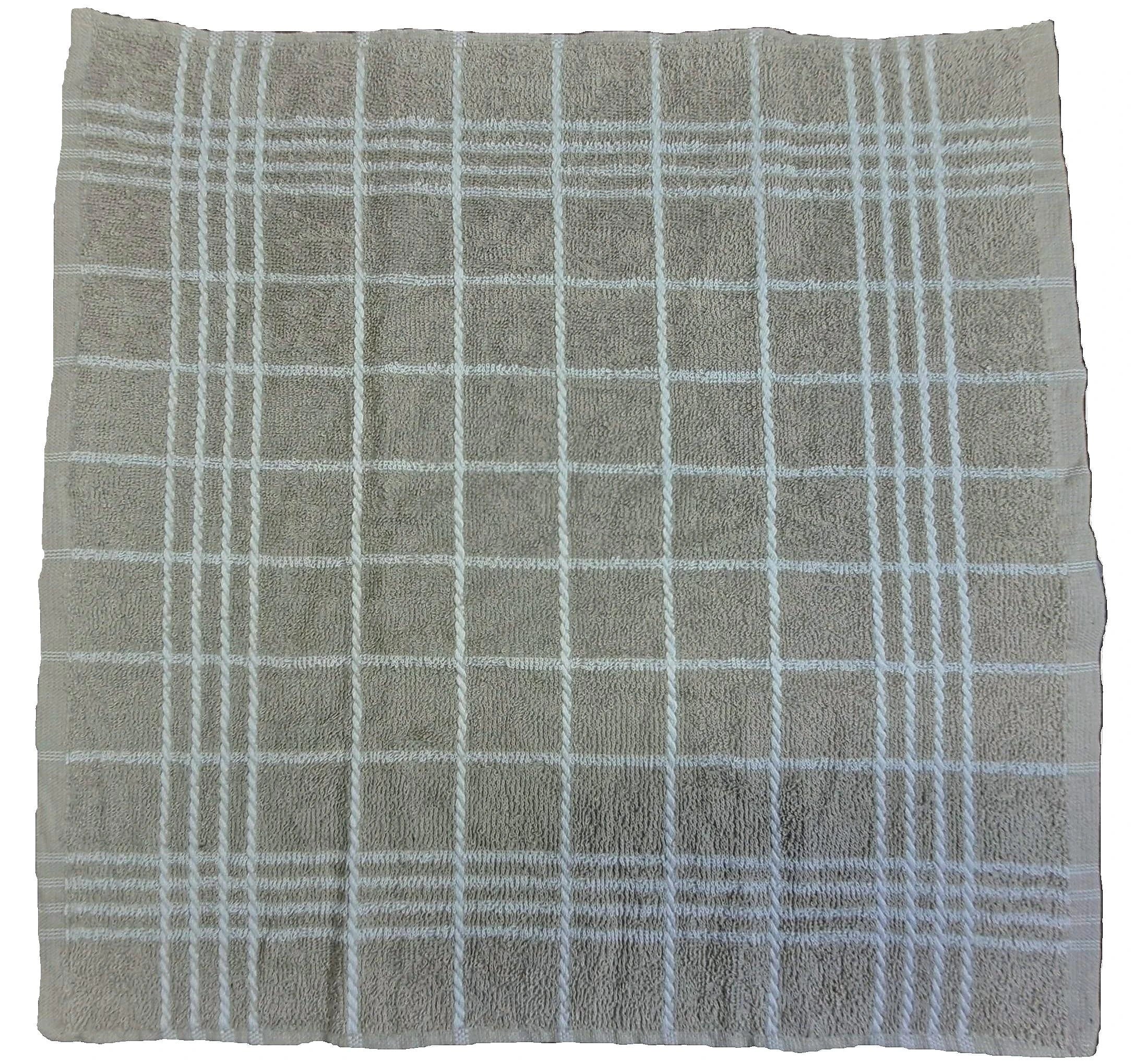 2-PCS Beige Kitchen Towels Set (01 Yarn Dyed Check Towels & 01 Plain Dyed Towel)