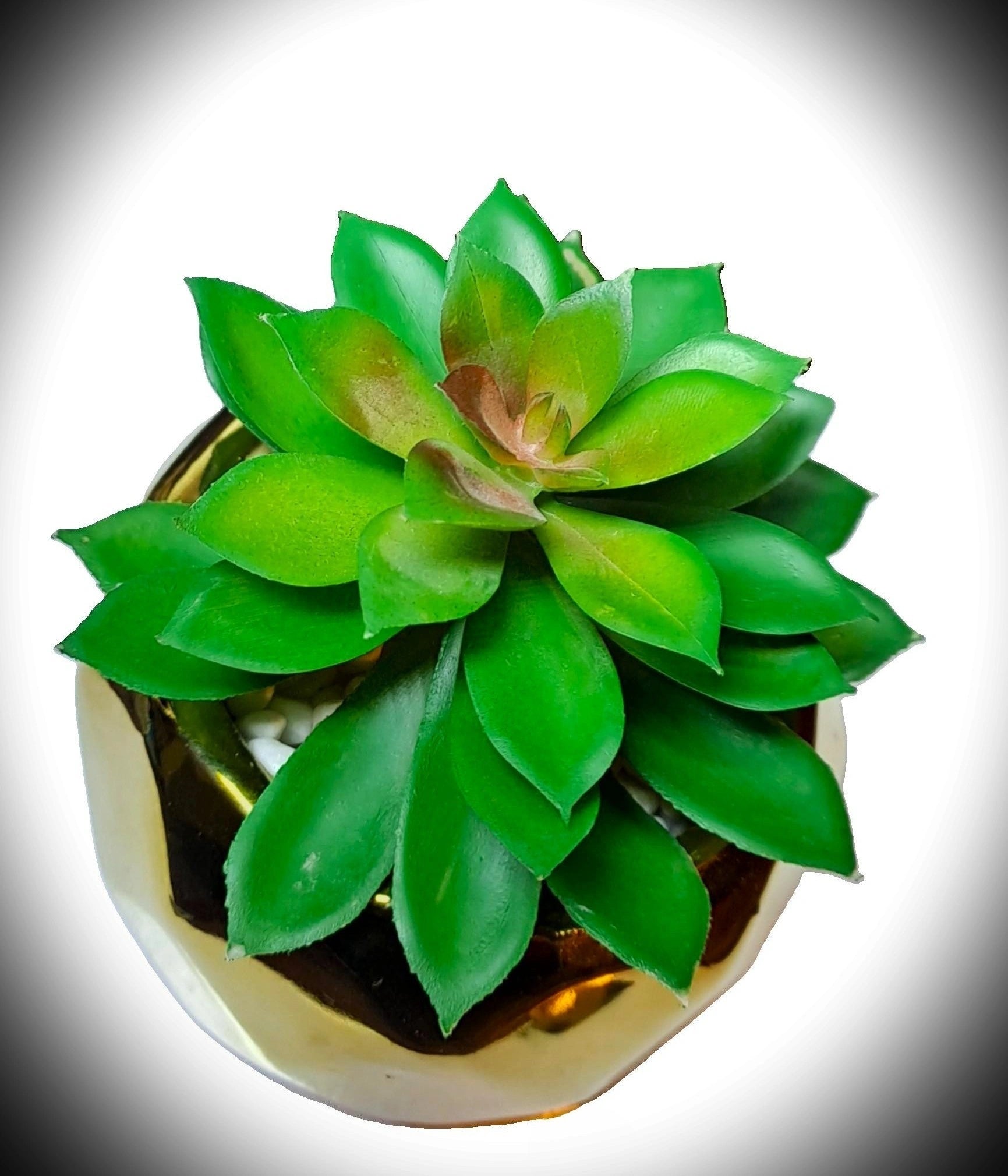 Golden Ceramic Pot with artificial Cactus Plant