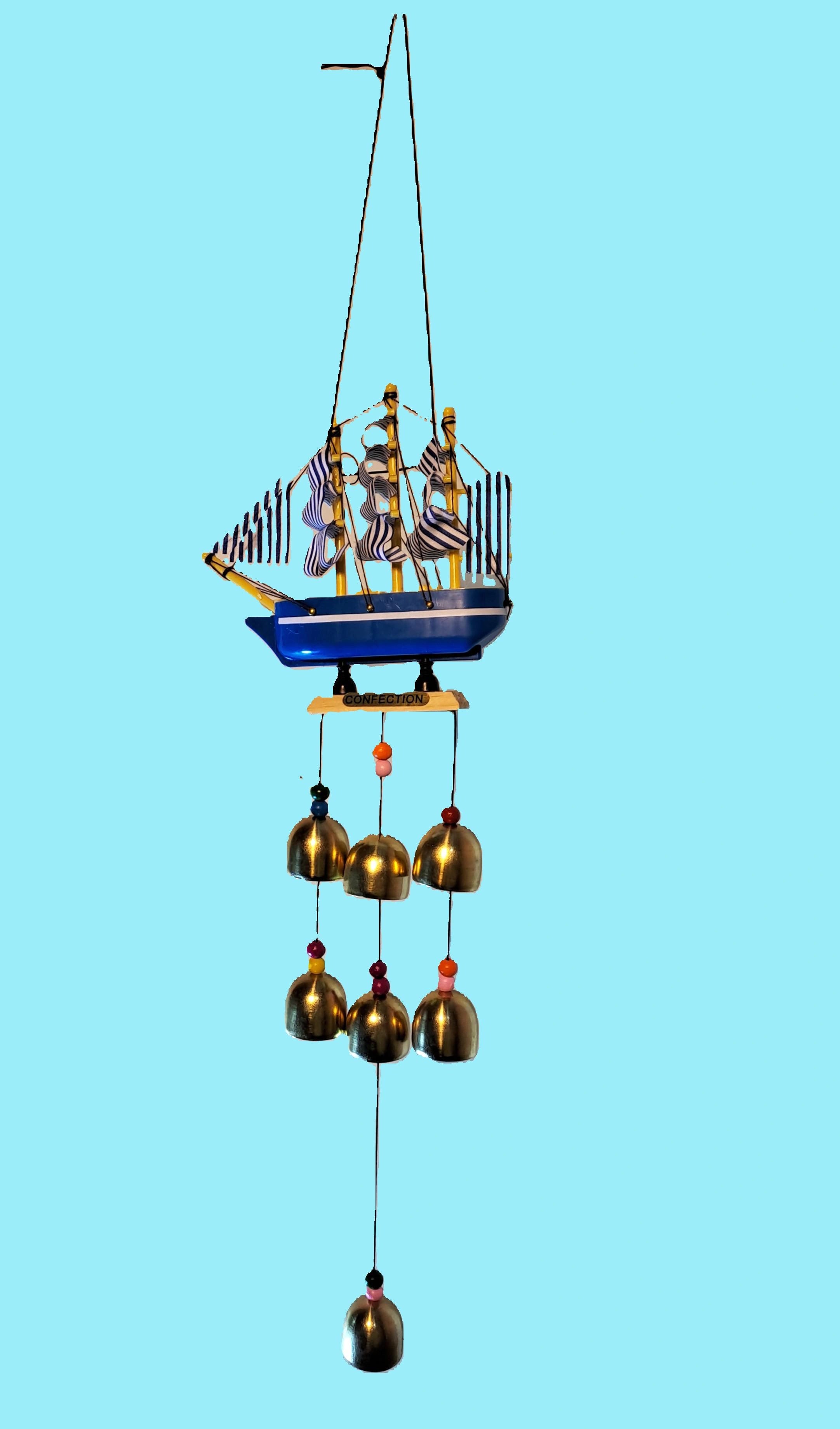 Elegent  Ship Model Wind Chime With Golden Bells