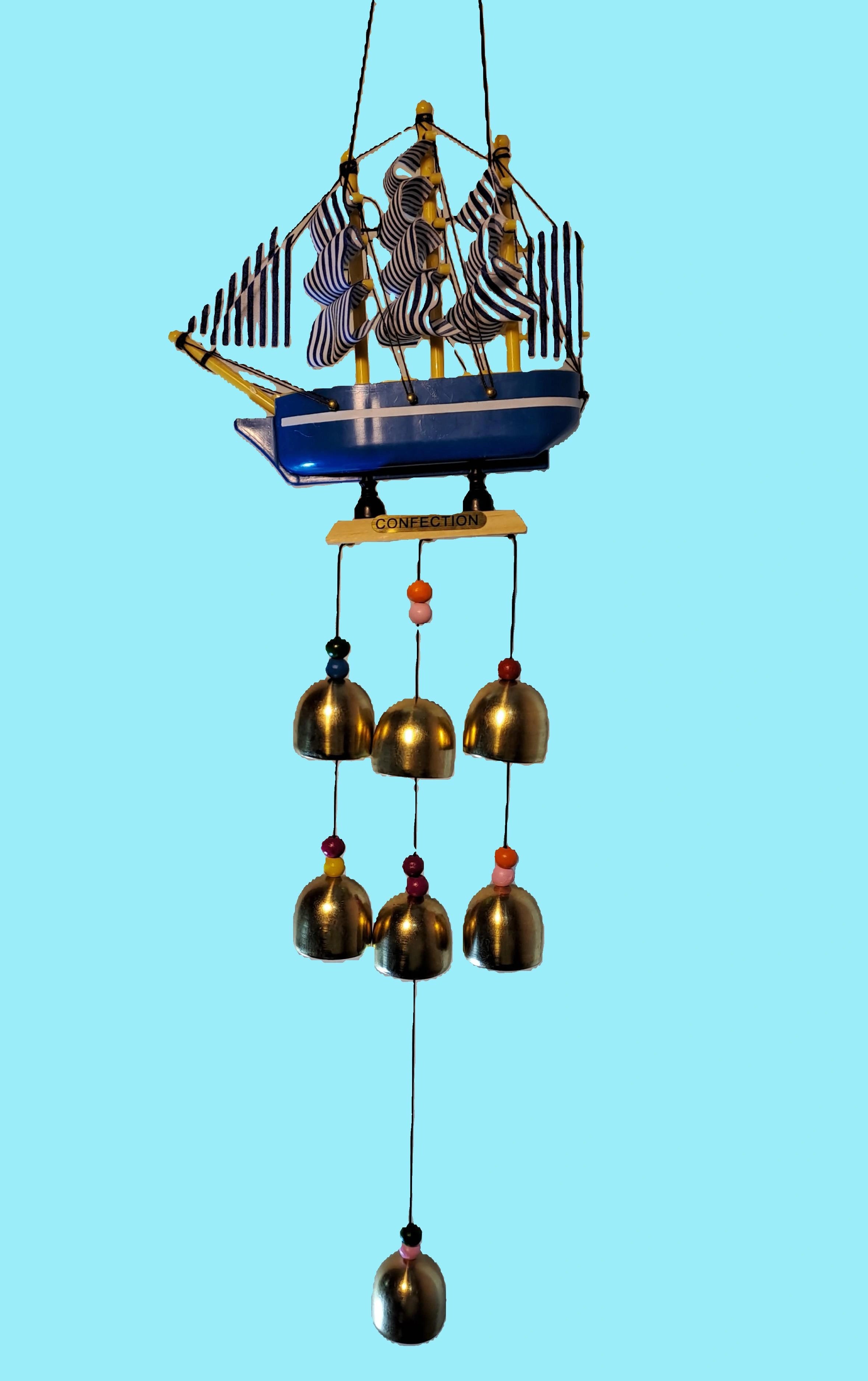 Elegent  Ship Model Wind Chime With Golden Bells