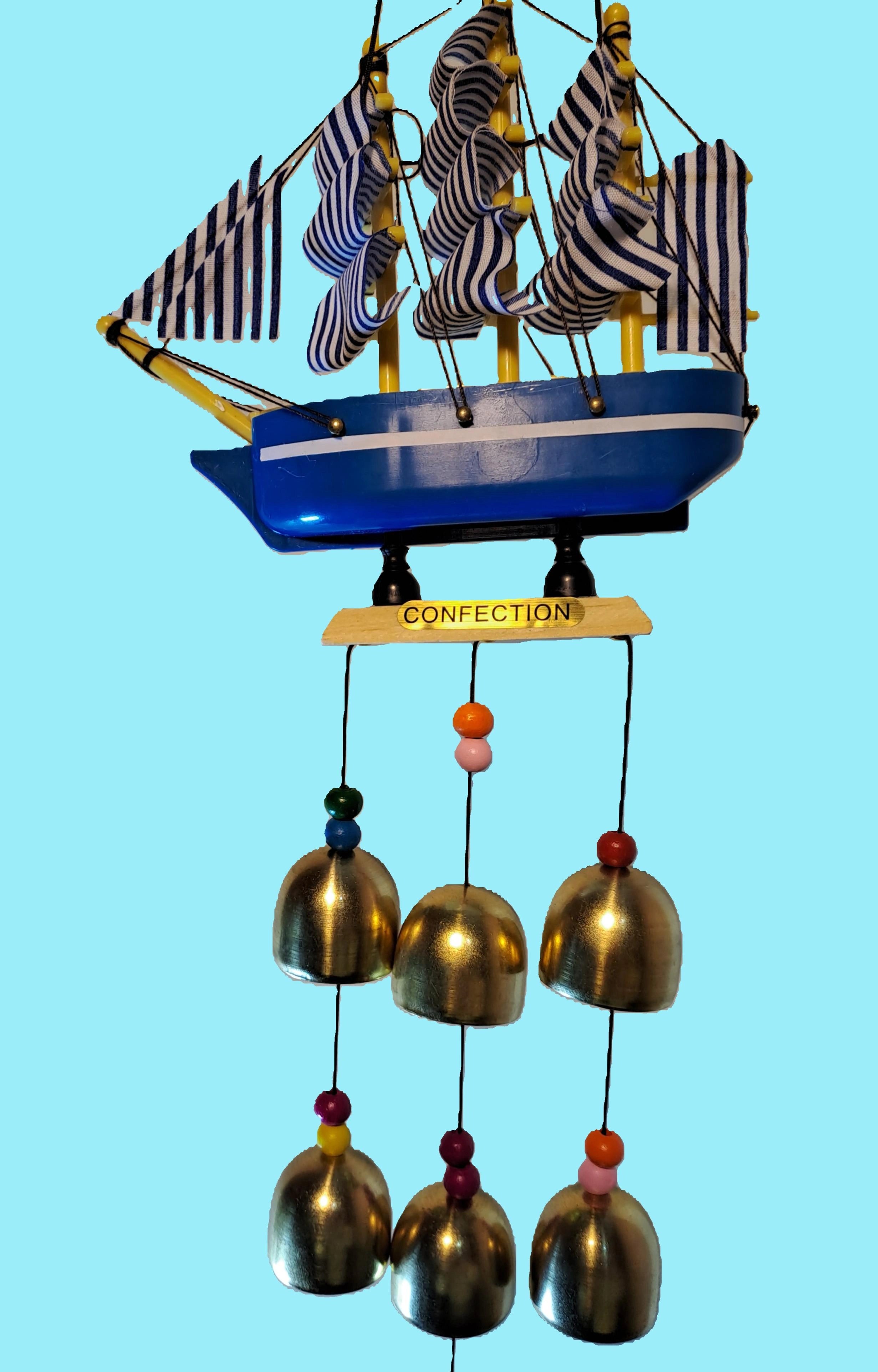 Elegent  Ship Model Wind Chime With Golden Bells