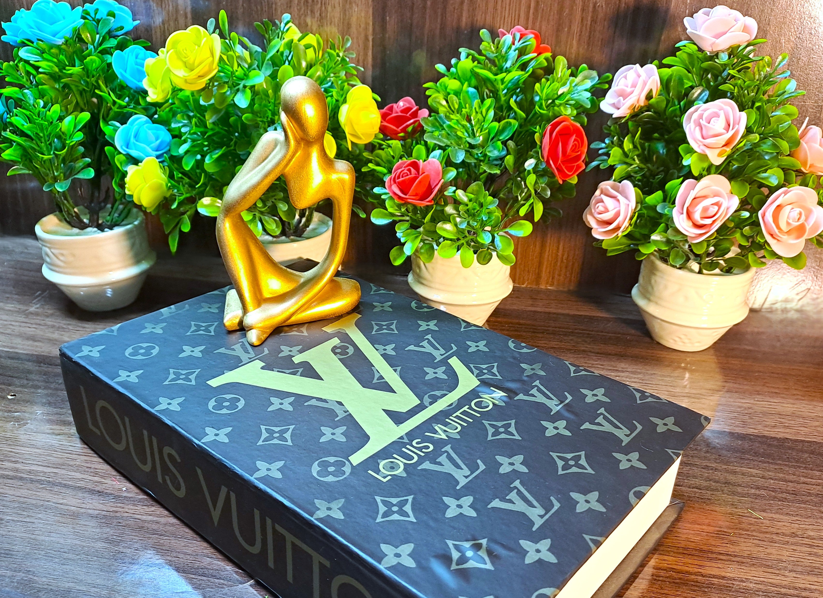 Golden Abstract Thinking Statue