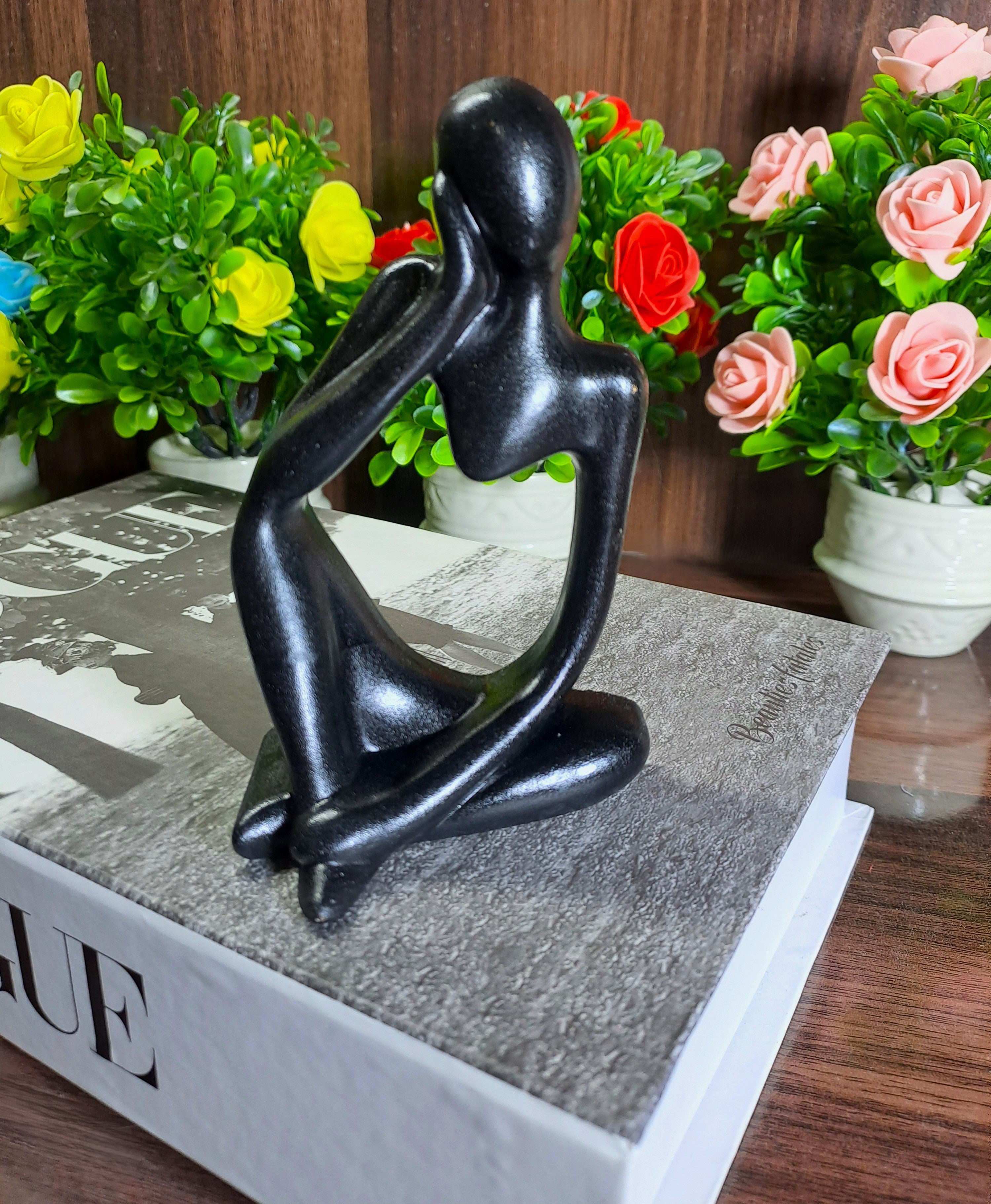 Black Abstract Thinking Statue