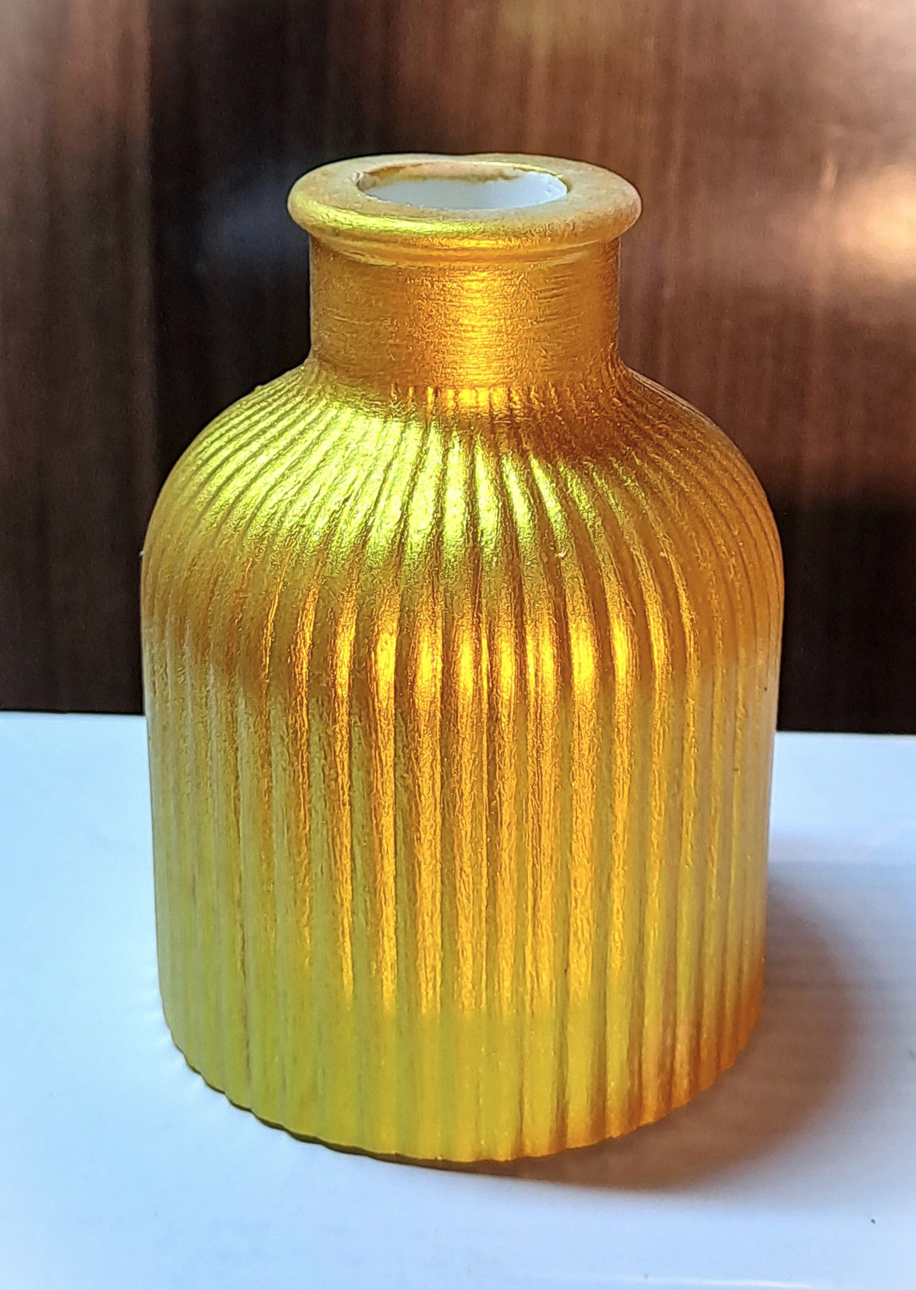 Golden Hand Crafted Vase with Feathers