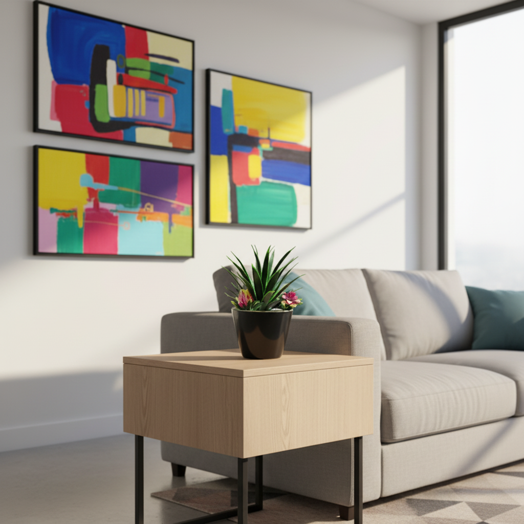 Black Ceramic Pot with Artificial Cactus Plant