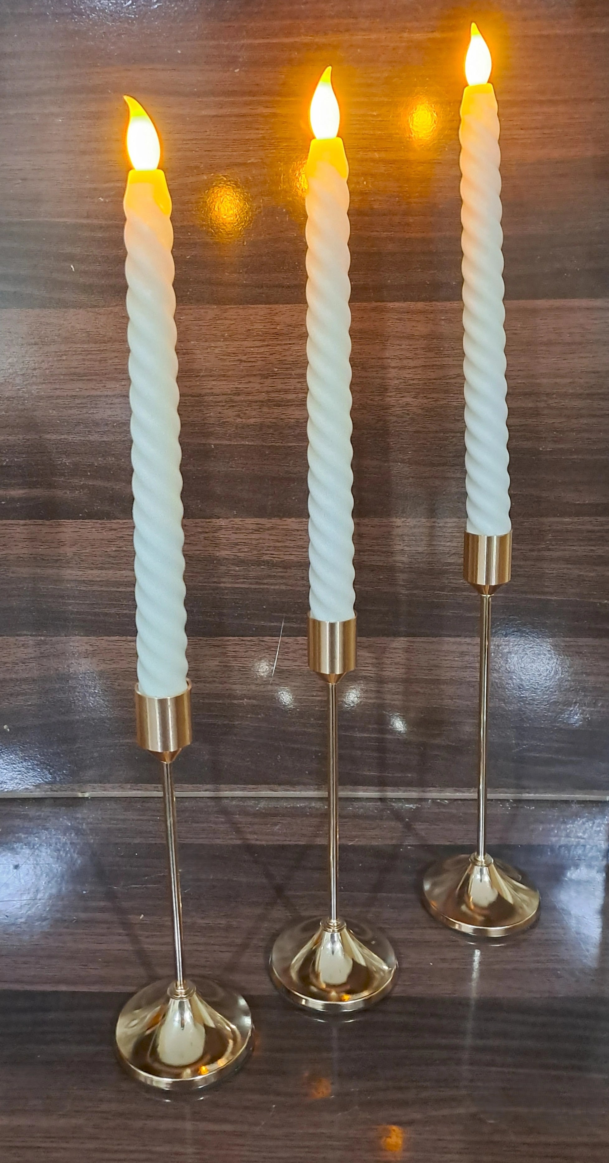 Set of 3 Golden Metallic Candle Holders (without Candles)