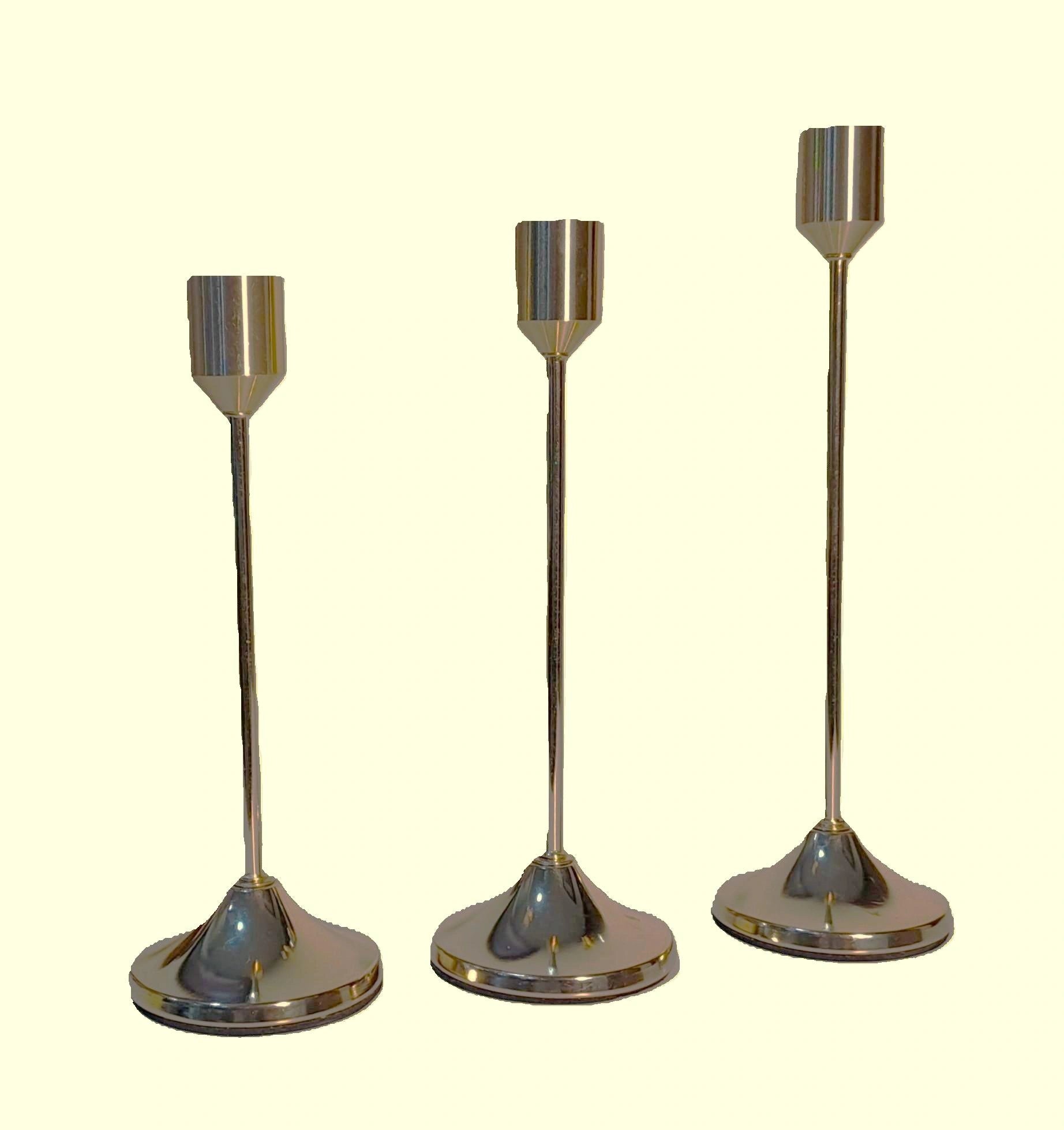 Set of 3 Golden Metallic Candle Holders (without Candles)