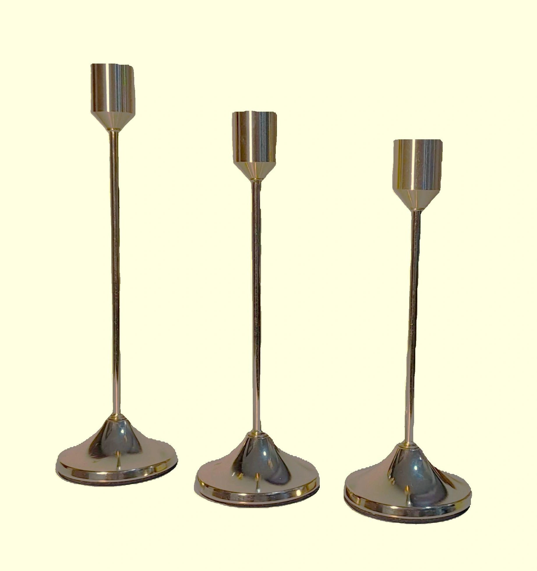 Set of 3 Golden Metallic Candle Holders (without Candles)