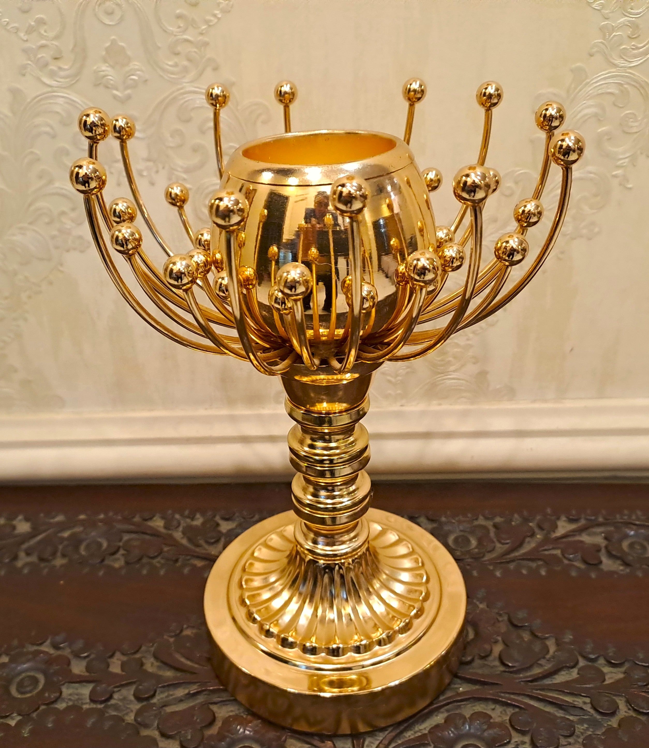 Golden Metallic Grand Candle Stands Set (2 Pieces in Set)