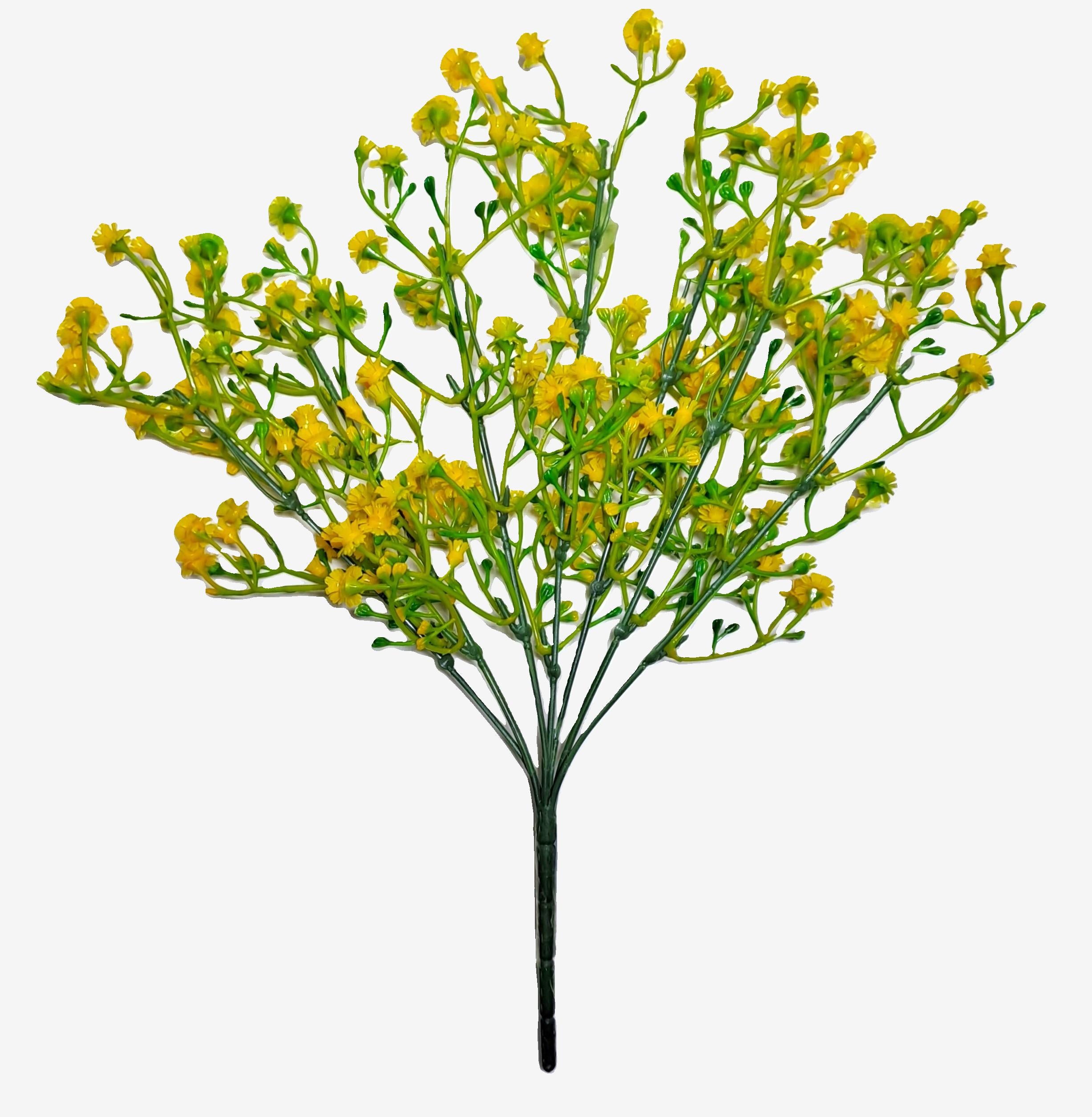 Black Plastic Hanging Vase with artificial Gypsophila Yellow flowers Bunch