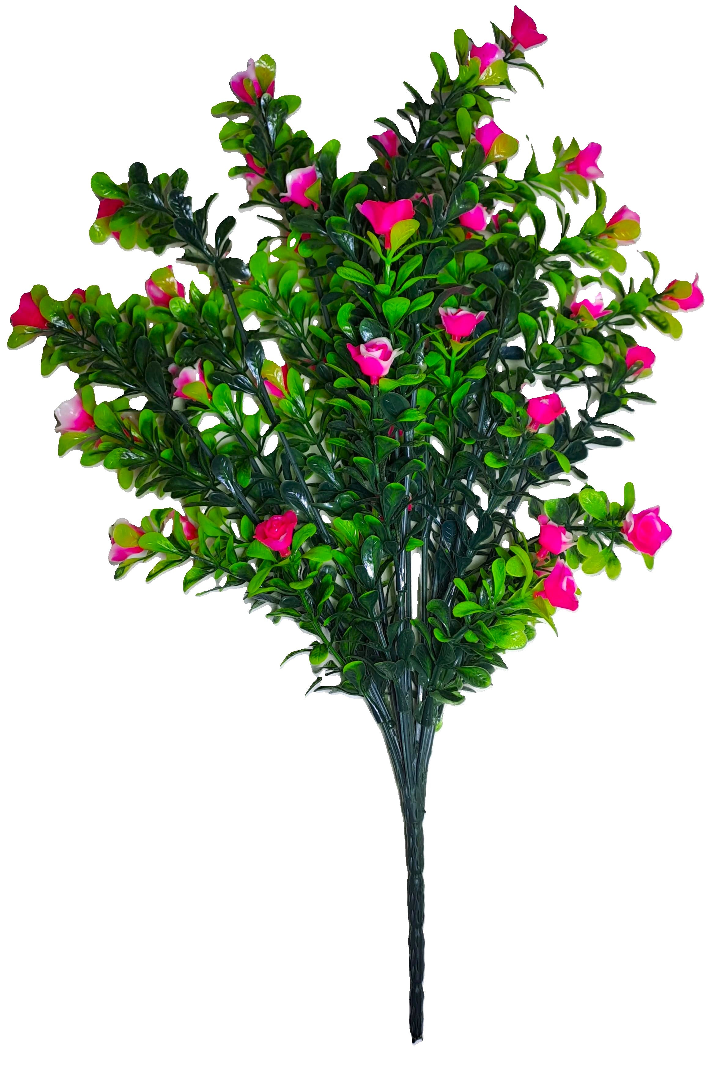 Off-White Plastic Vase with Bunch of Plastic Plant leaves & Pink flowers