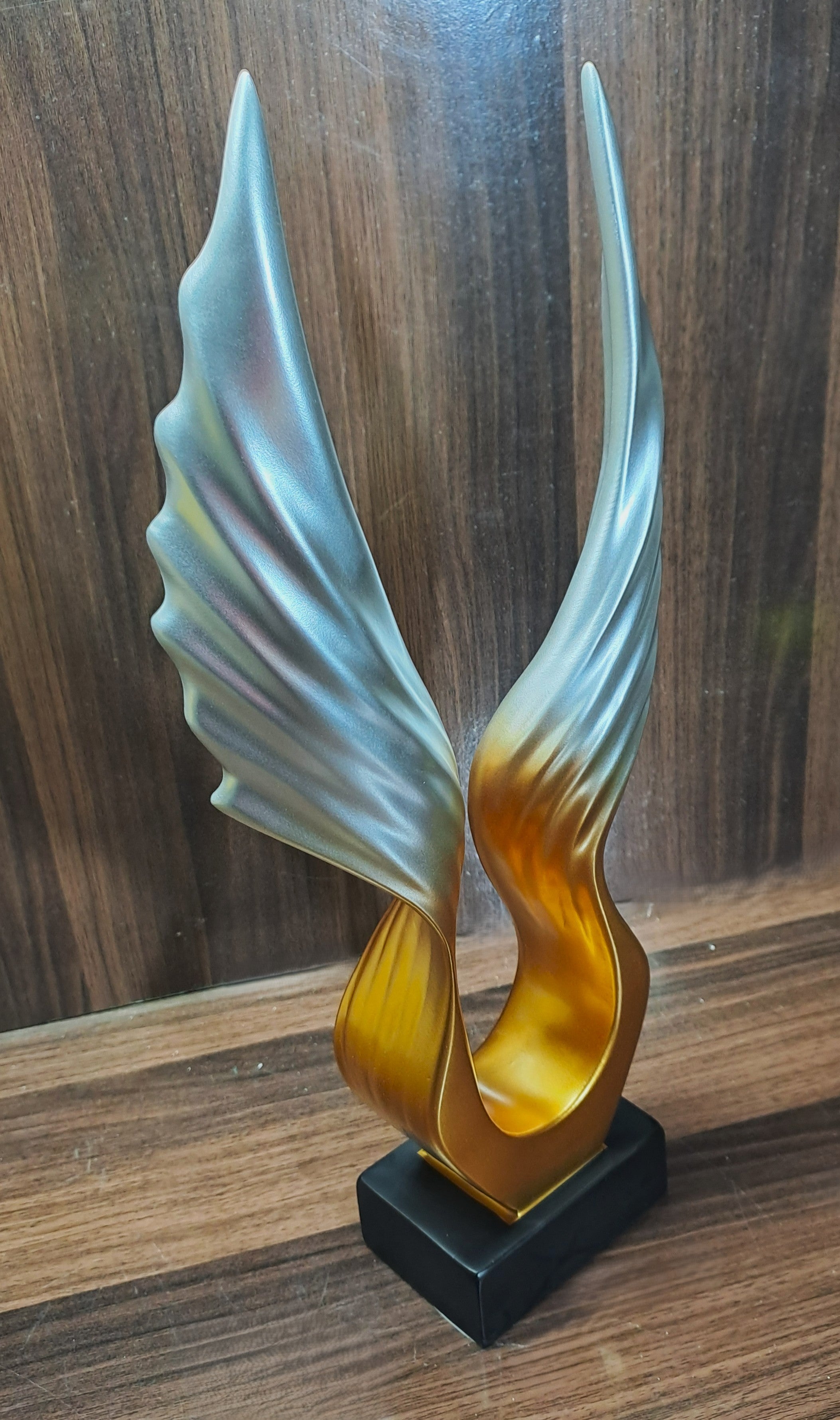 Twin Colours Spread Wings Nortic Statue on Black Base