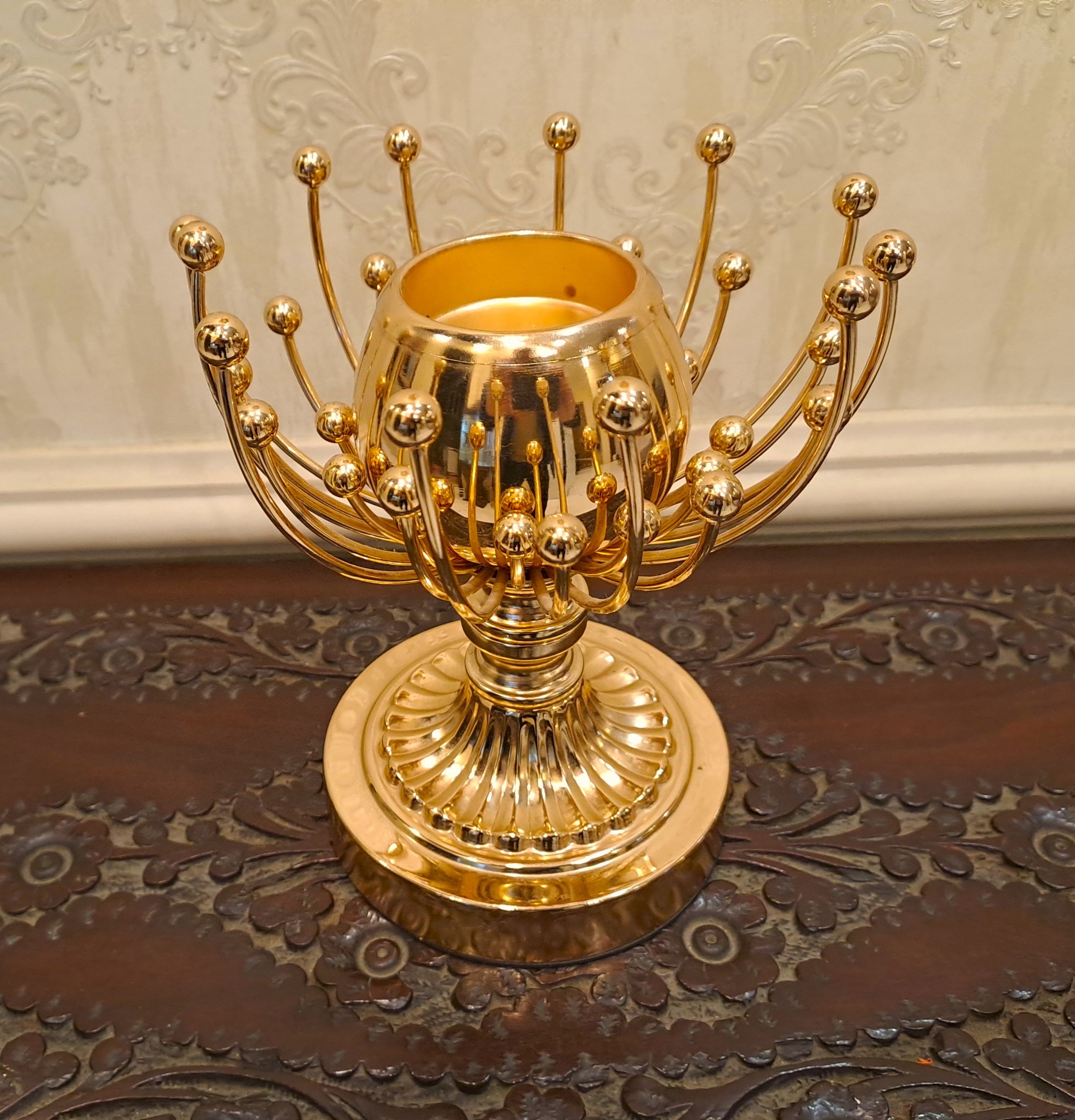 Golden Metallic Grand Candle Stands Set (2 Pieces in Set)
