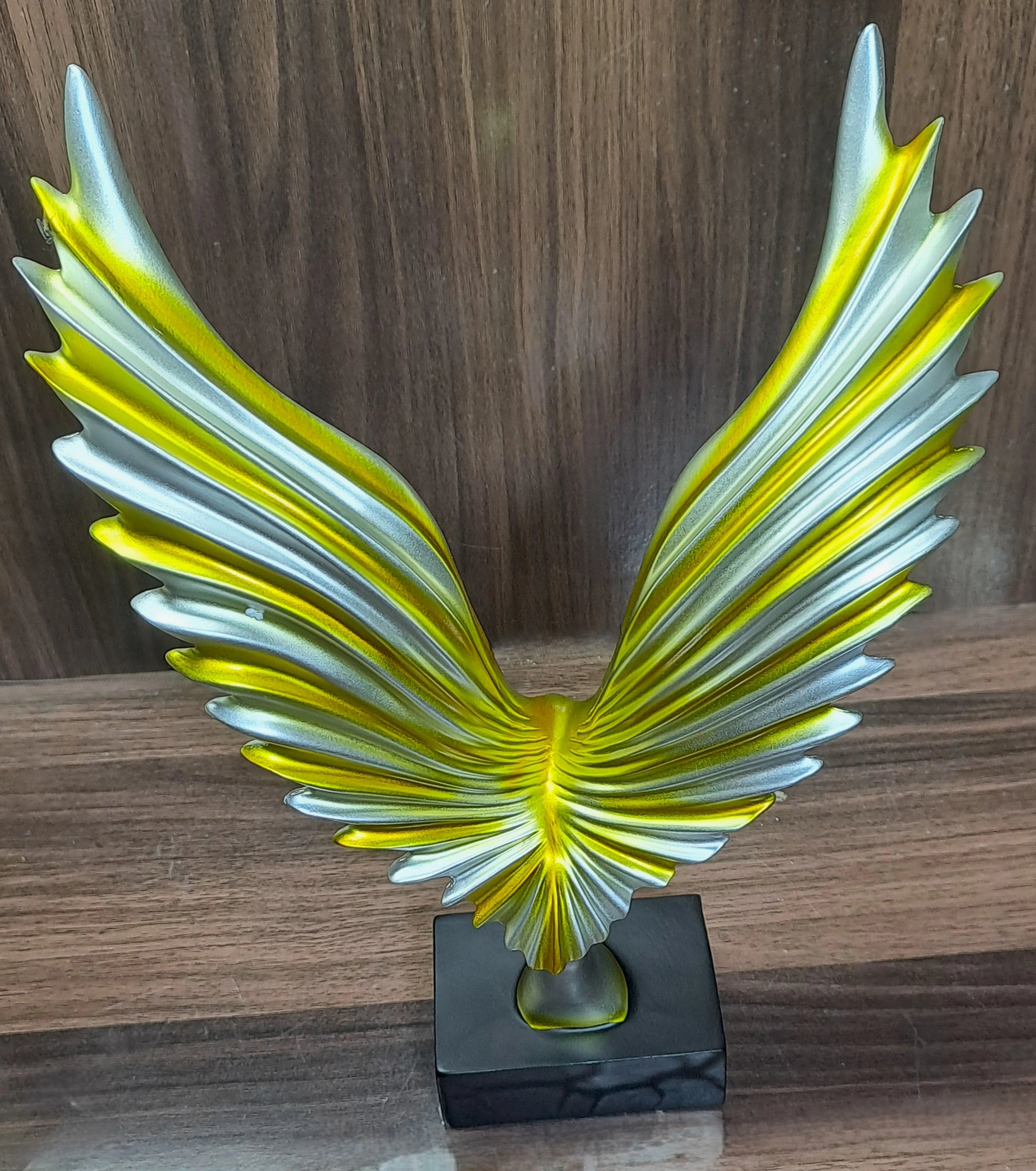 Twin Colours Statue of Abstract Eagle with Spread Wings on Black Base