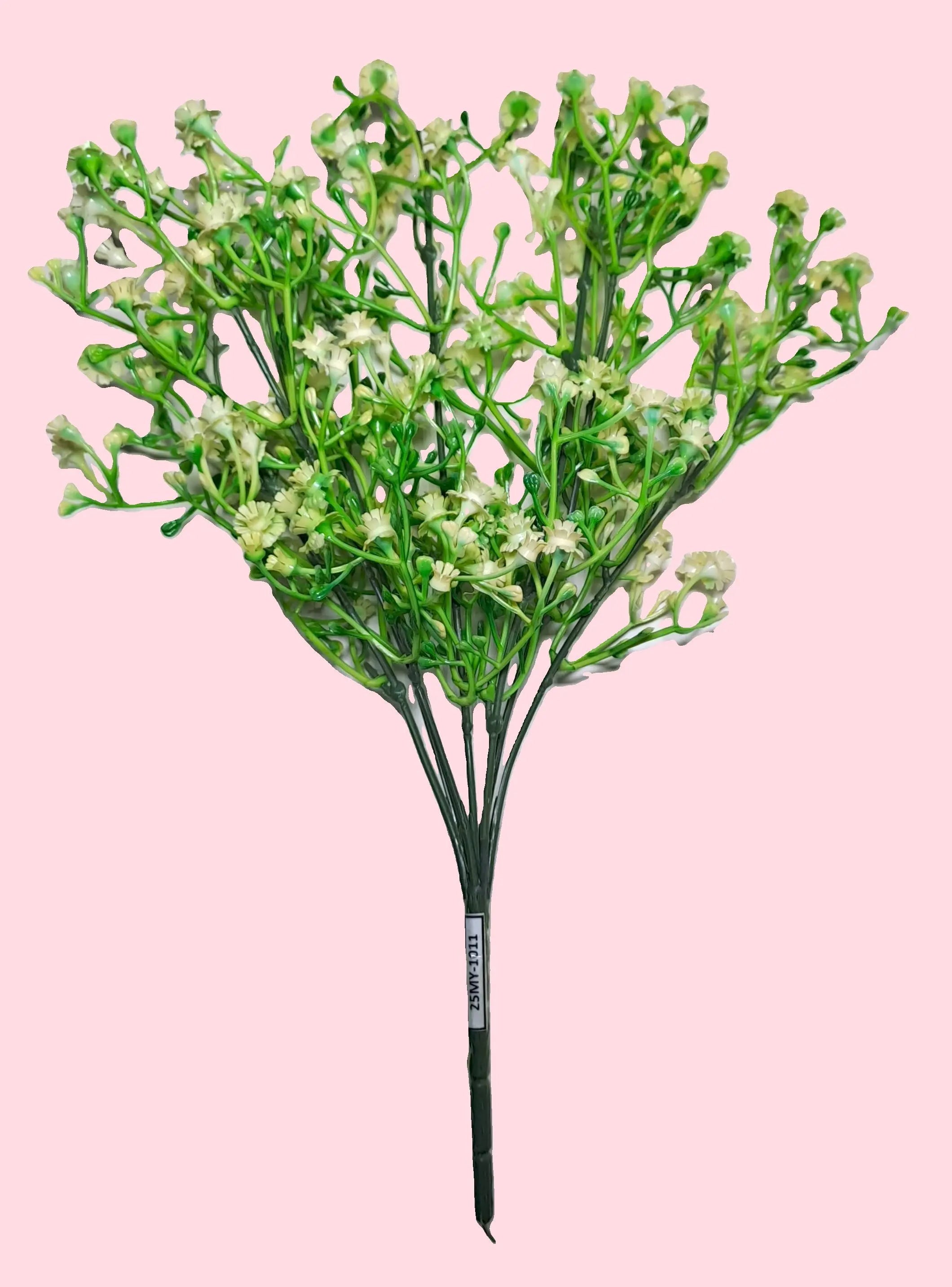 Unique Designer Plastic Vase (Maroon) with Bunch of Plastic Gypsophila Flowers