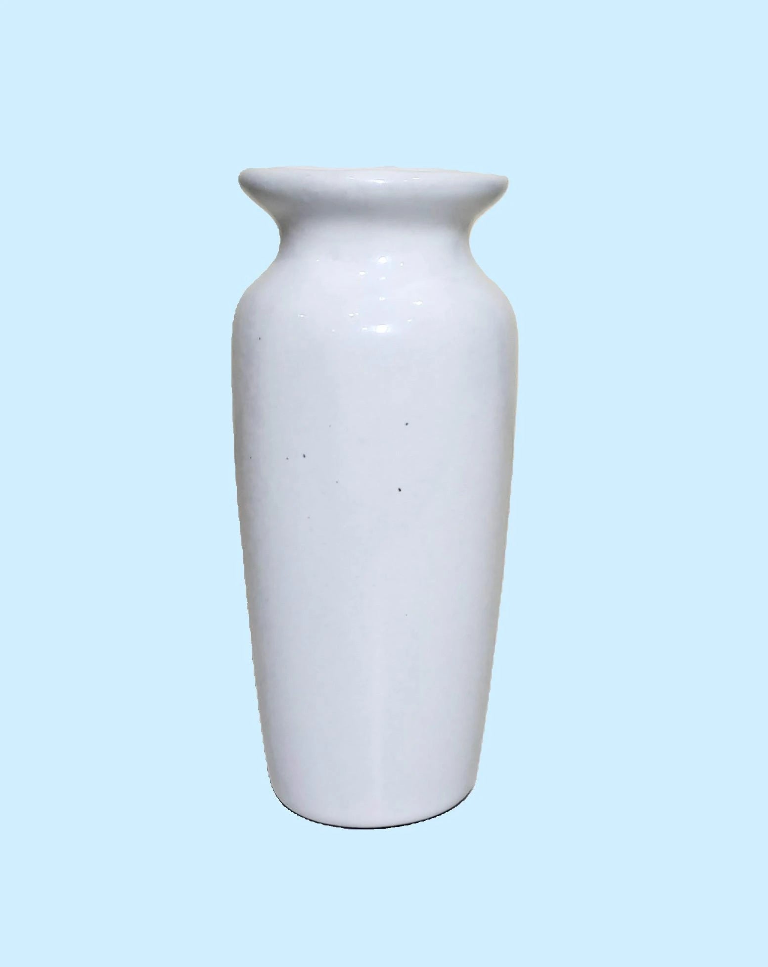 Elegant Ceramic Vase (White) with Bunch of Plastic Gypsophila Pink Flowers
