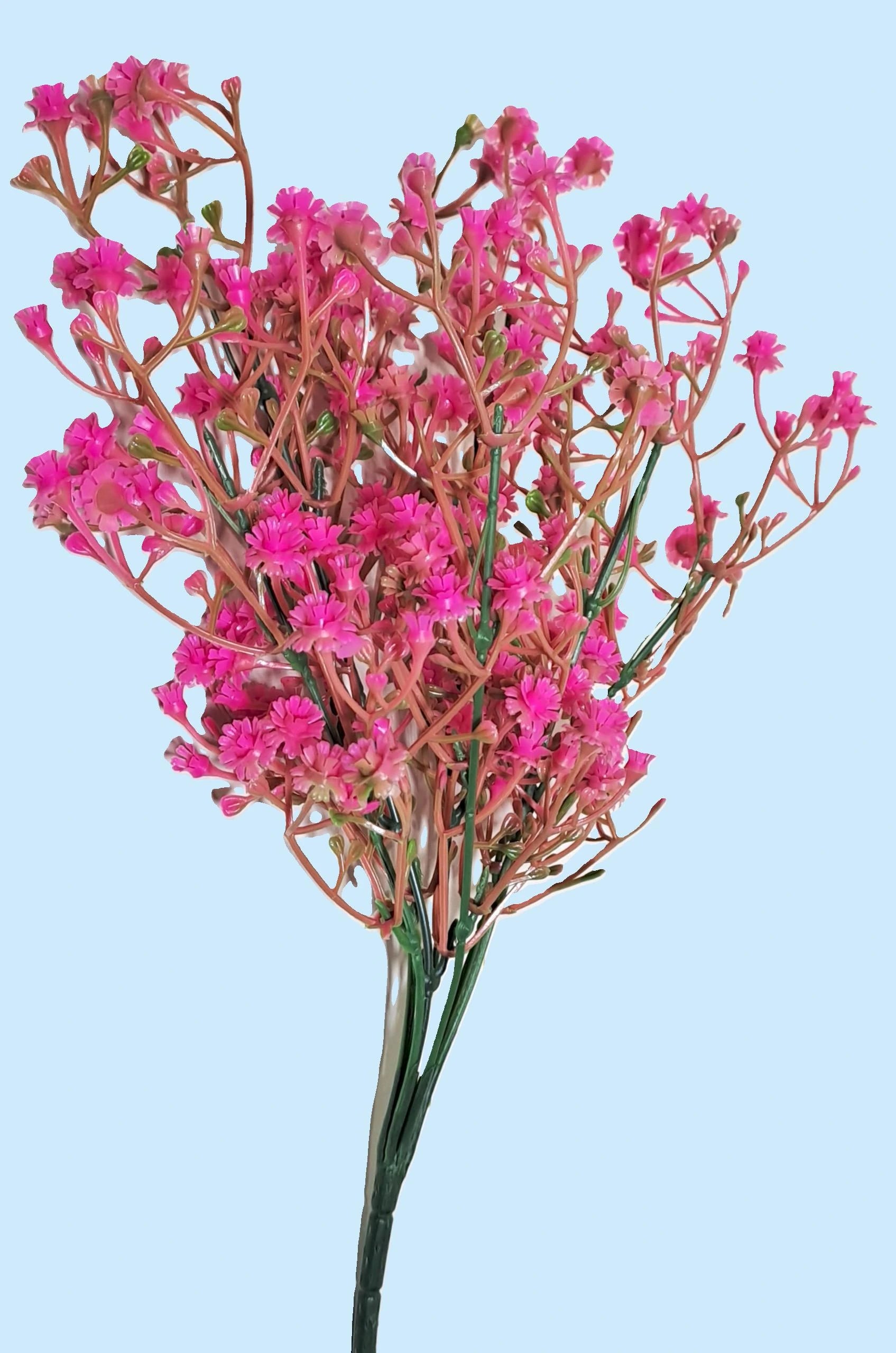 Elegant Ceramic Vase (White) with Bunch of Plastic Gypsophila Pink Flowers