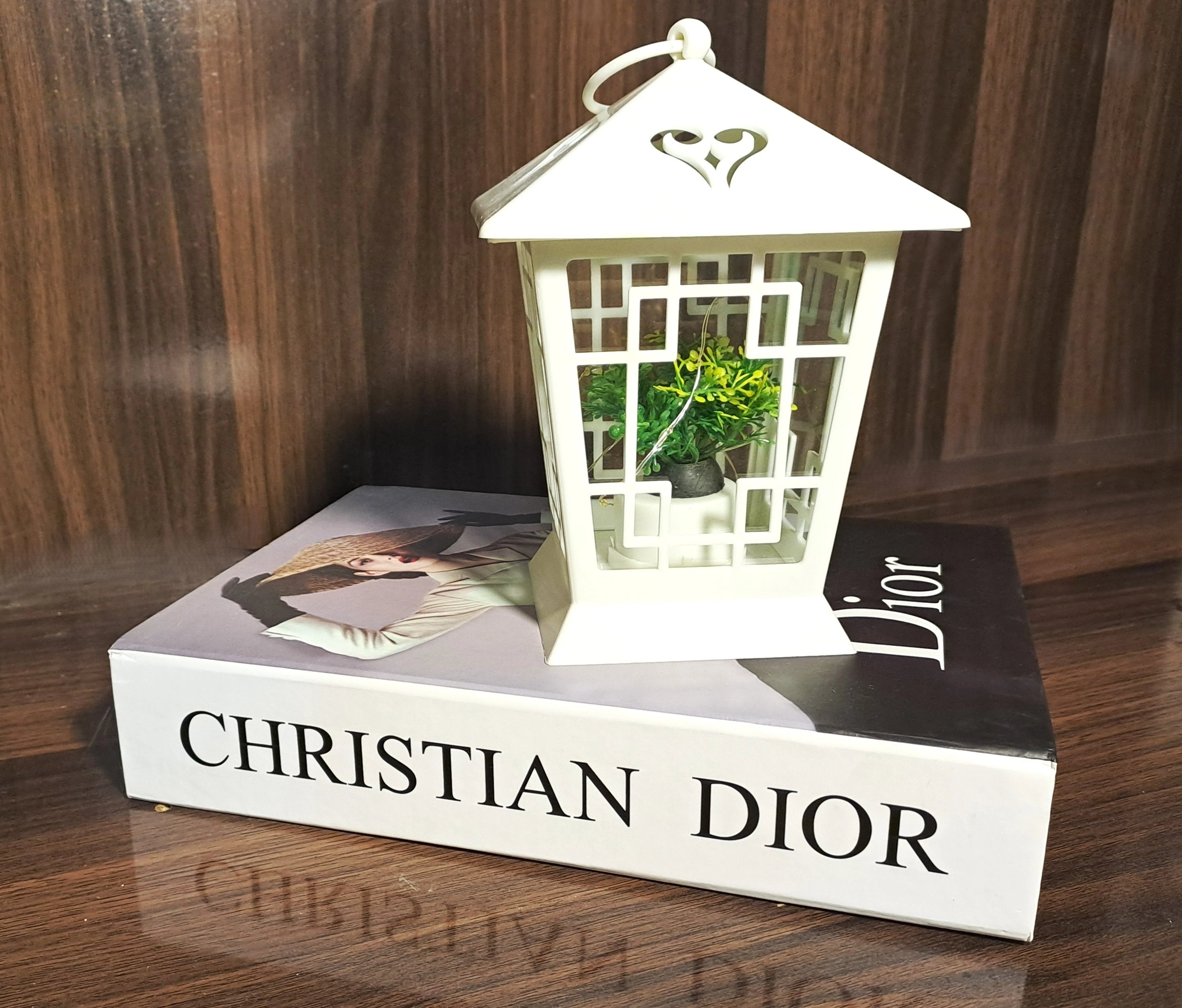 White Hanging Lantern with LED Fairy Lights inside