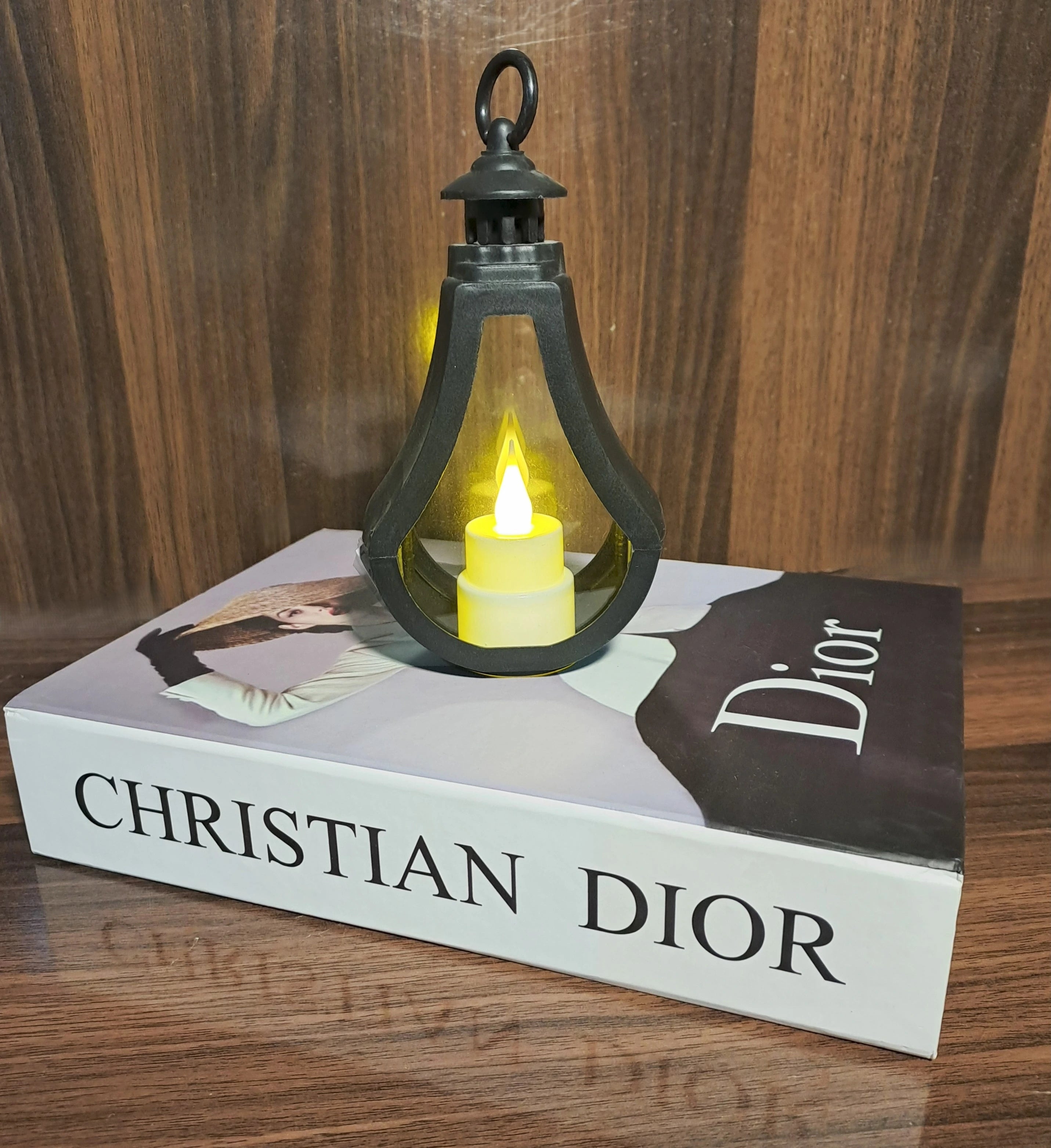 Black Hanging Lantern with LED Lights inside