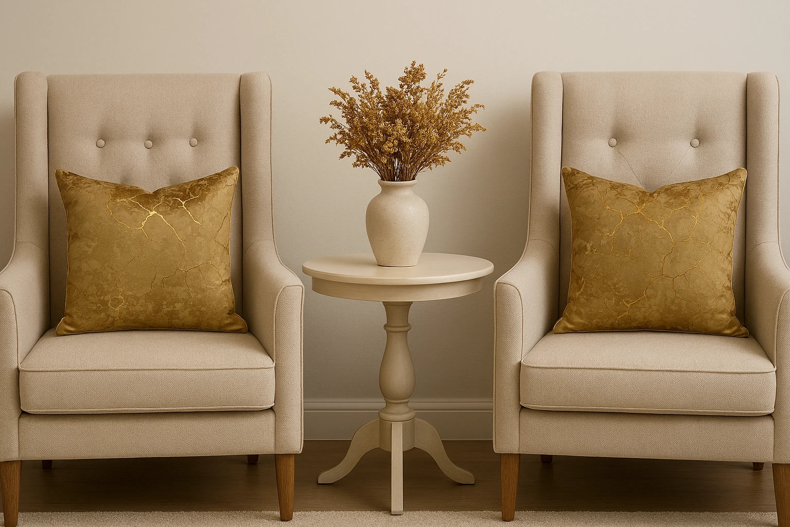 Brown & Gold Toned Abstract Printed Velvet Cushion Covers (Unfilled)- 2 Pcs Set