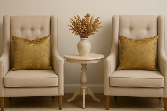 Brown & Gold Toned Abstract Printed Velvet Cushion Covers (Unfilled)- 2 Pcs Set