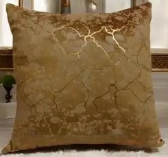 Brown & Gold Toned Abstract Printed Velvet Cushion Covers (Unfilled)- 2 Pcs Set