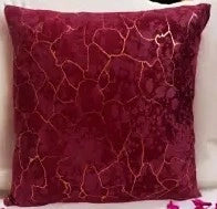 Maroon & Gold Toned Abstract Printed Velvet Cushion Covers (Unfilled)- 2 Pcs Set